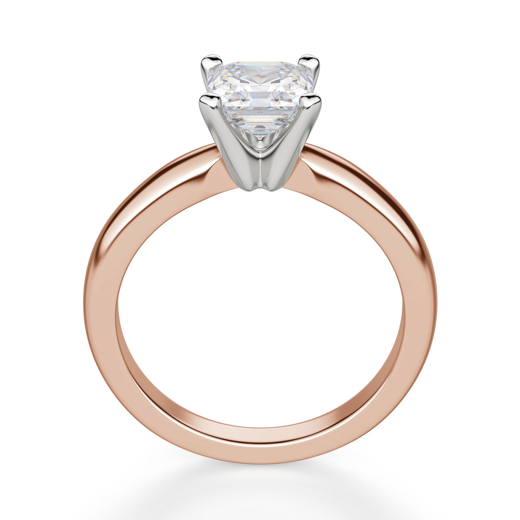 Tapered Classic Solitaire Asscher Cut Engagement Ring