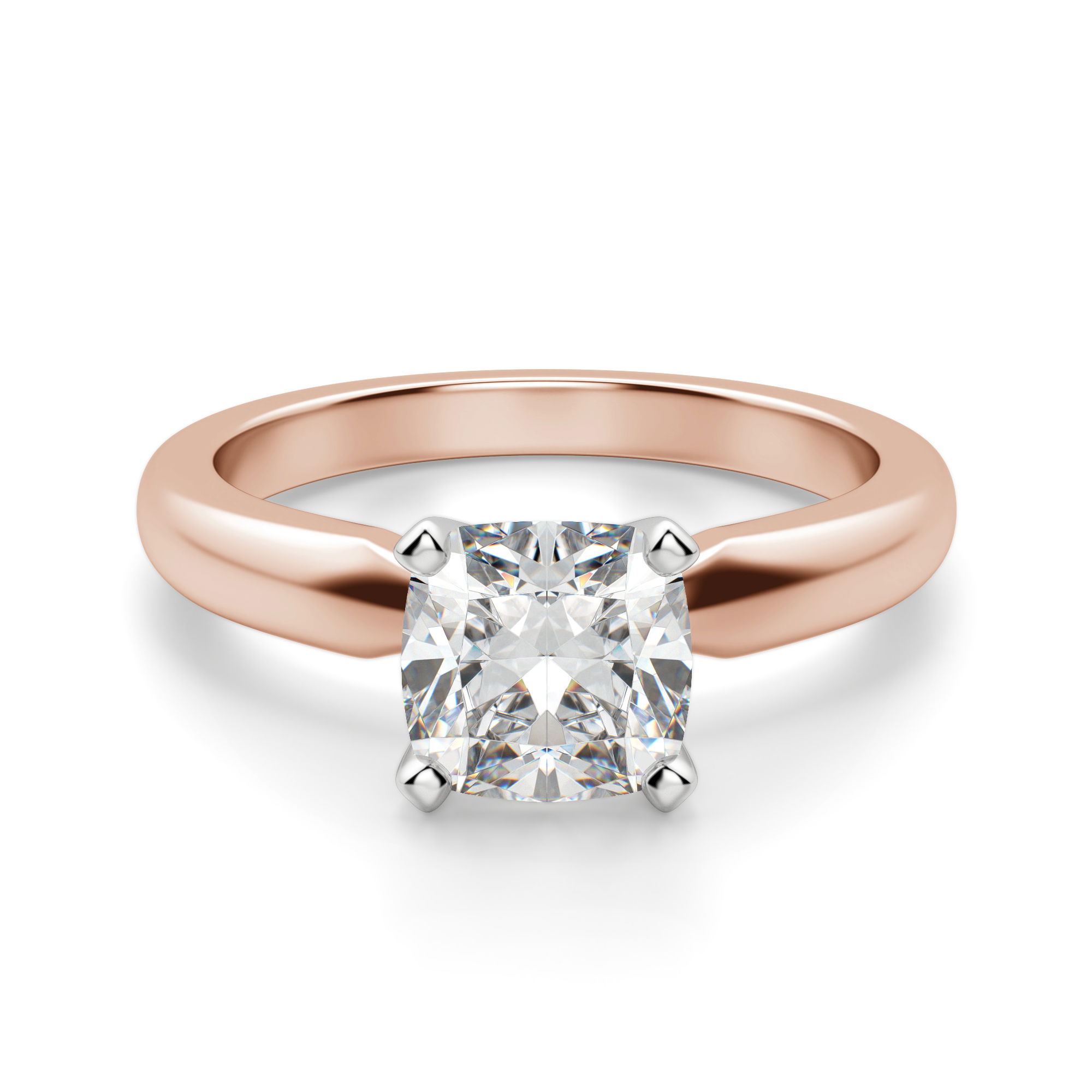 Tapered Classic Solitaire Cushion Cut Engagement Ring