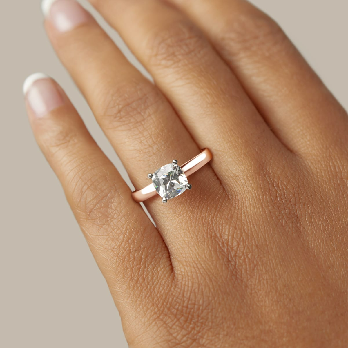 Tapered Classic Solitaire Cushion Cut Engagement Ring