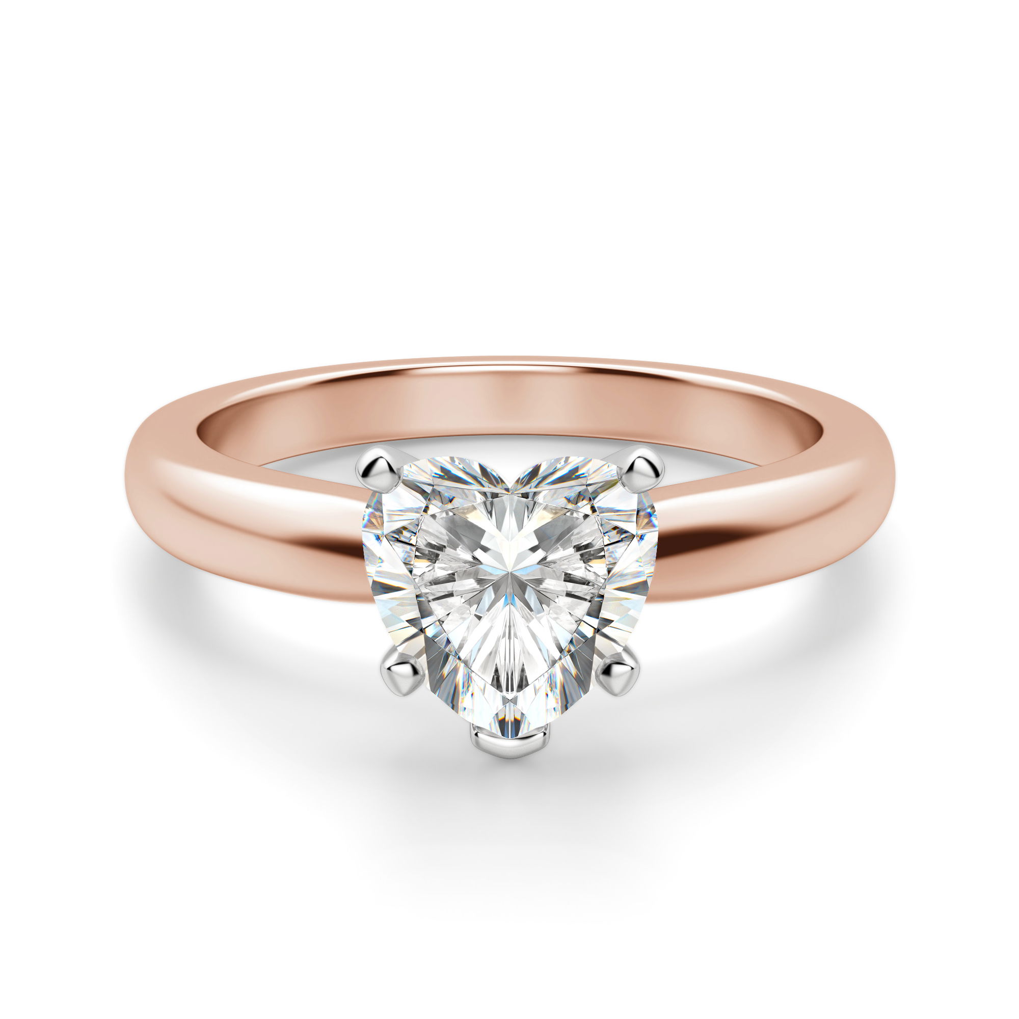 Tapered Classic Solitaire Heart Cut Engagement Ring