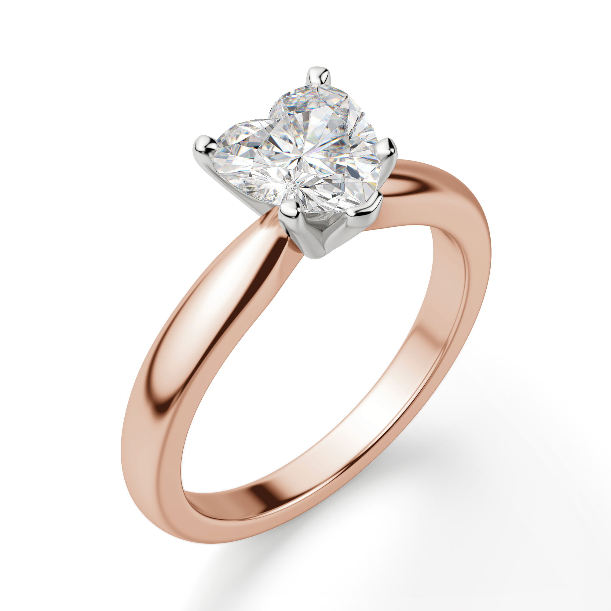 Tapered Classic Solitaire Heart Cut Engagement Ring