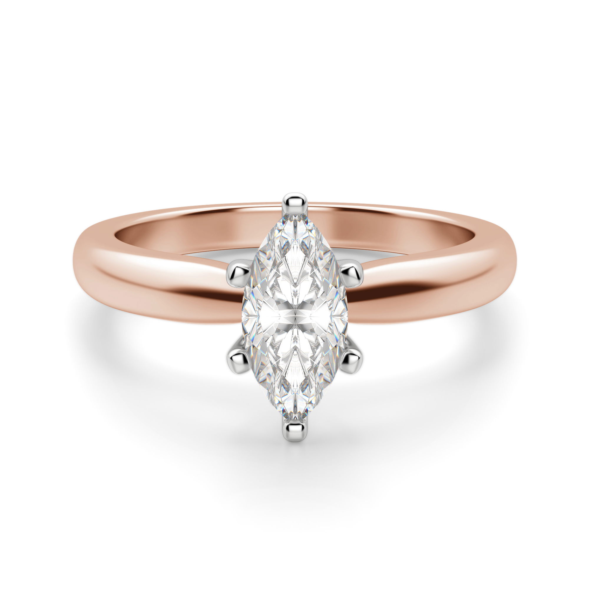 Tapered Classic Solitaire Marquise Cut Engagement Ring