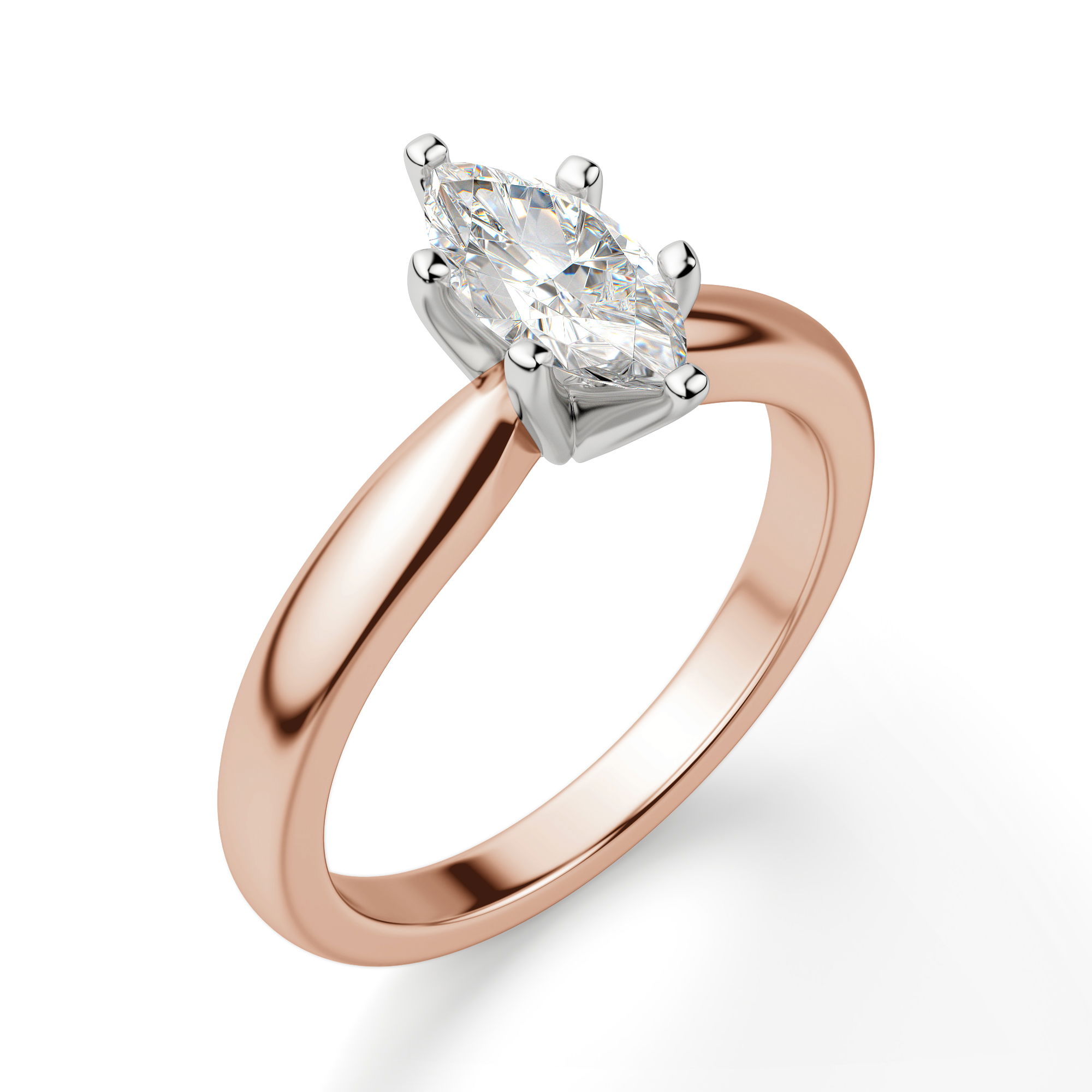 Tapered Classic Solitaire Marquise Cut Engagement Ring