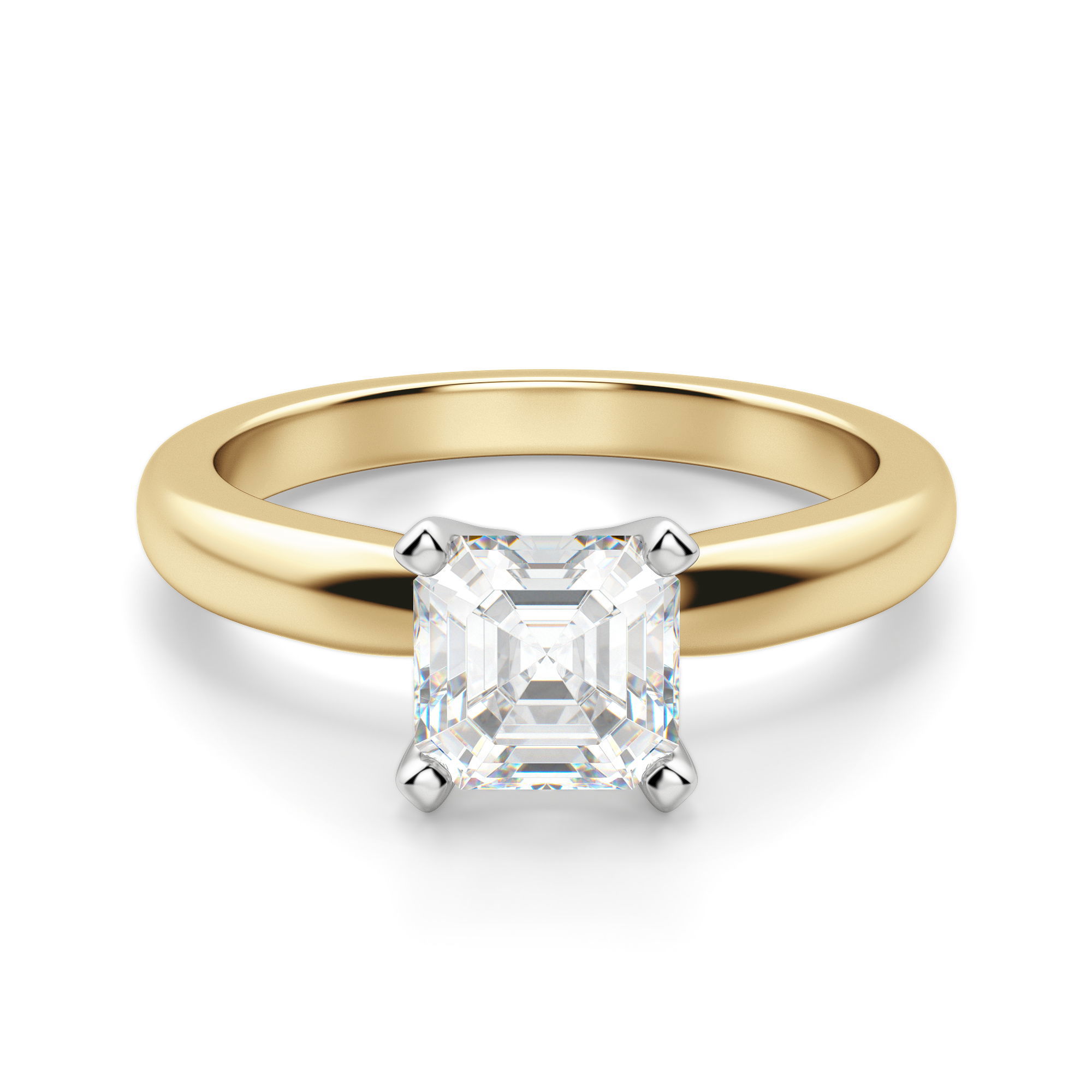 Tapered Classic Solitaire Asscher Cut Engagement Ring