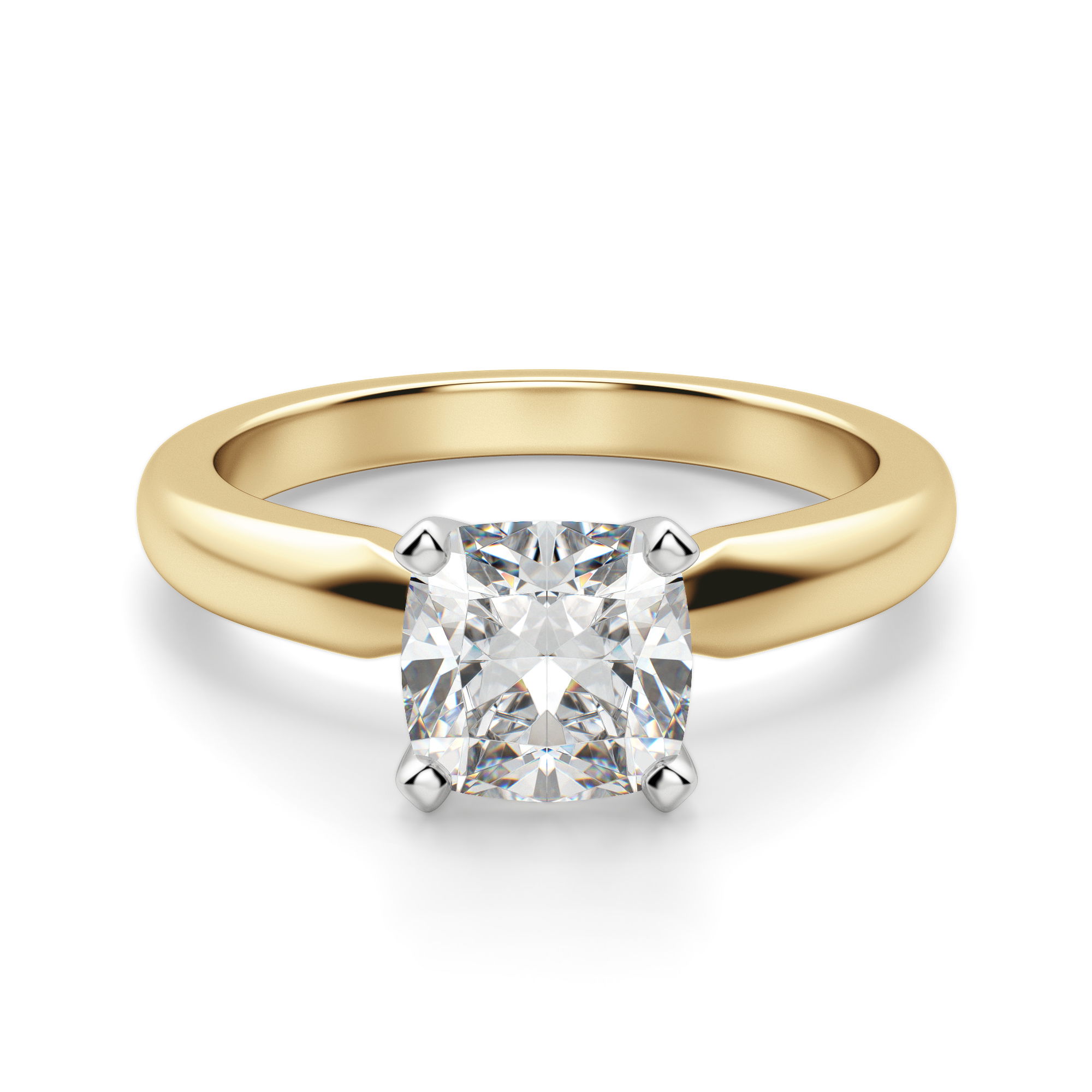 Tapered Classic Solitaire Cushion Cut Engagement Ring
