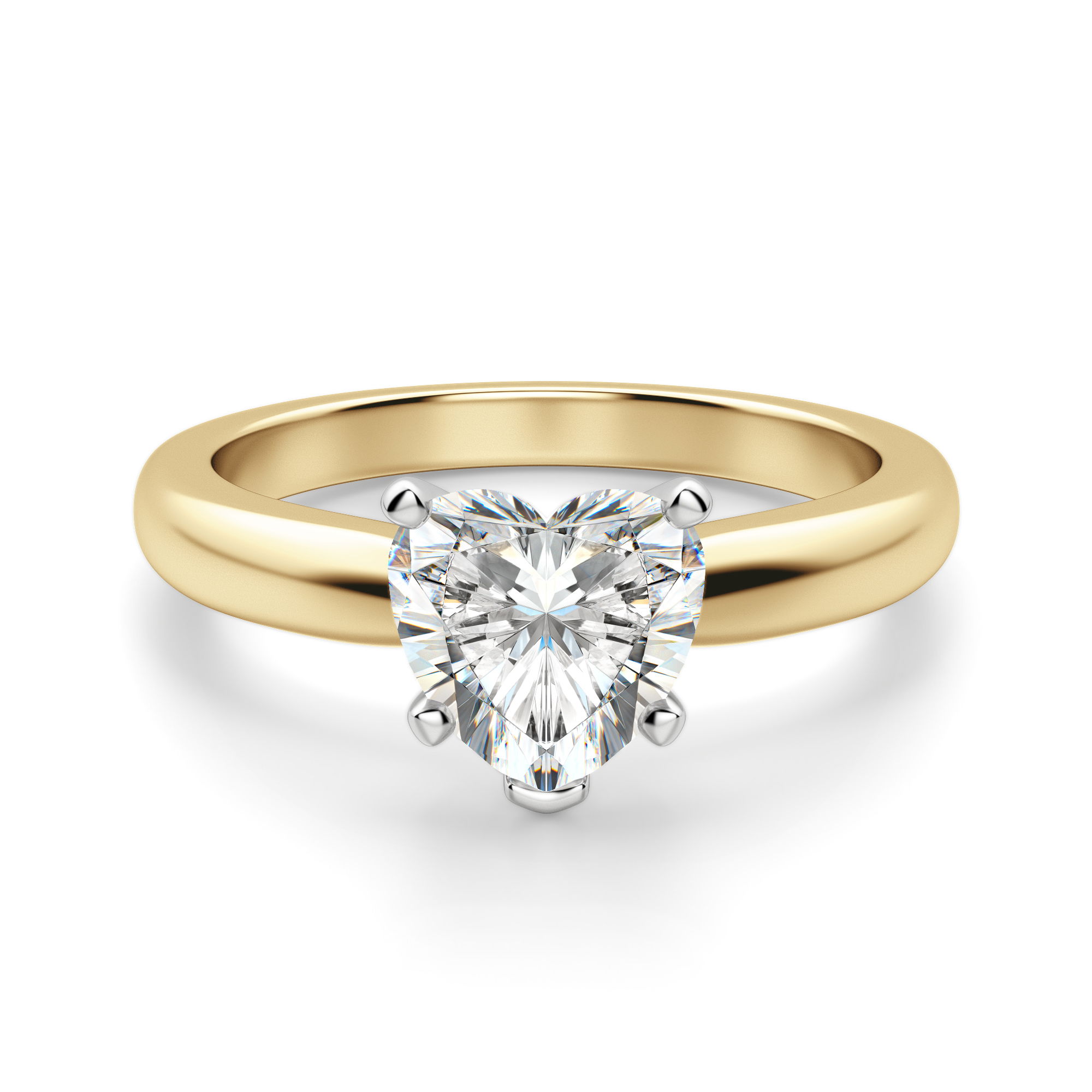 Tapered Classic Solitaire Heart Cut Engagement Ring