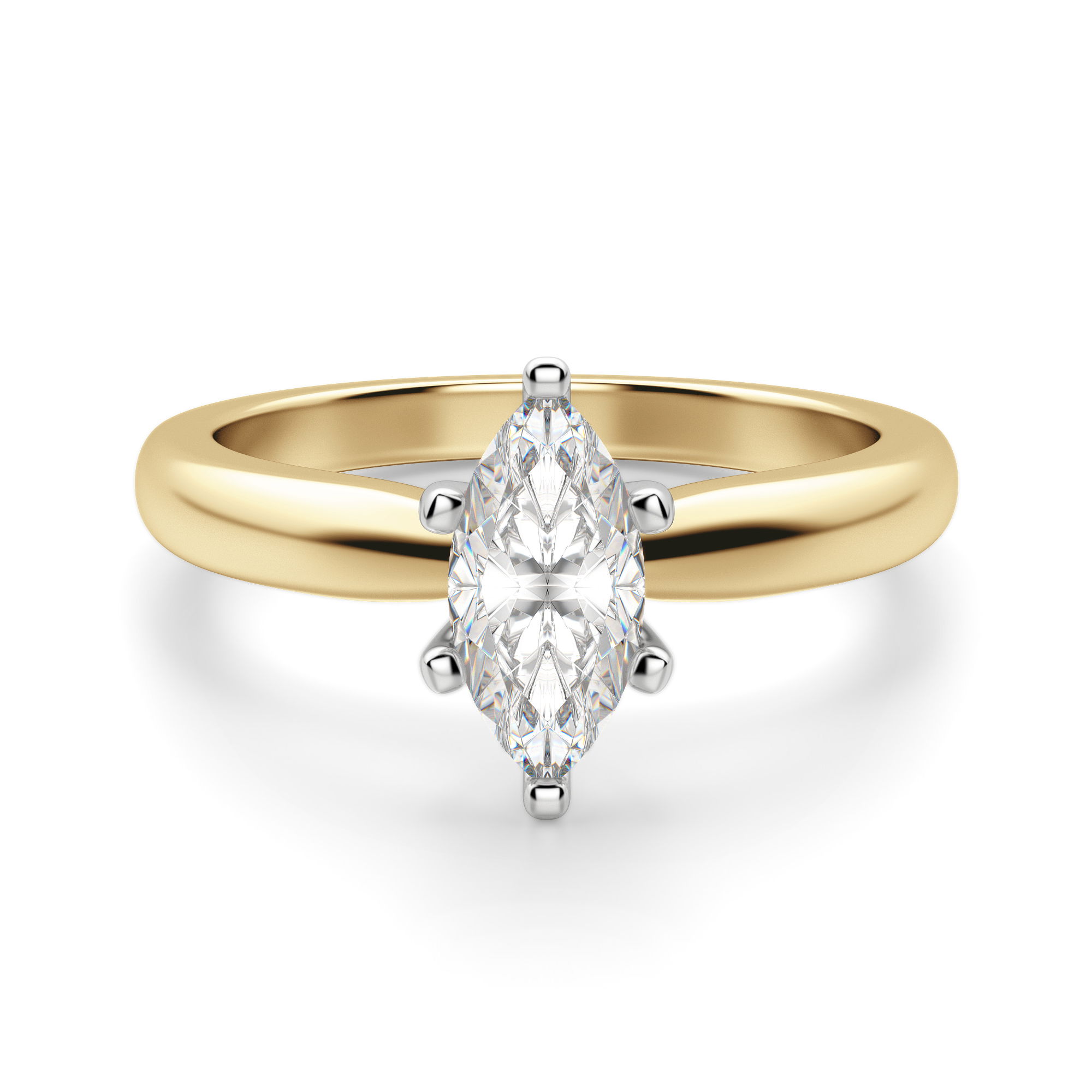 Tapered Classic Solitaire Marquise Cut Engagement Ring