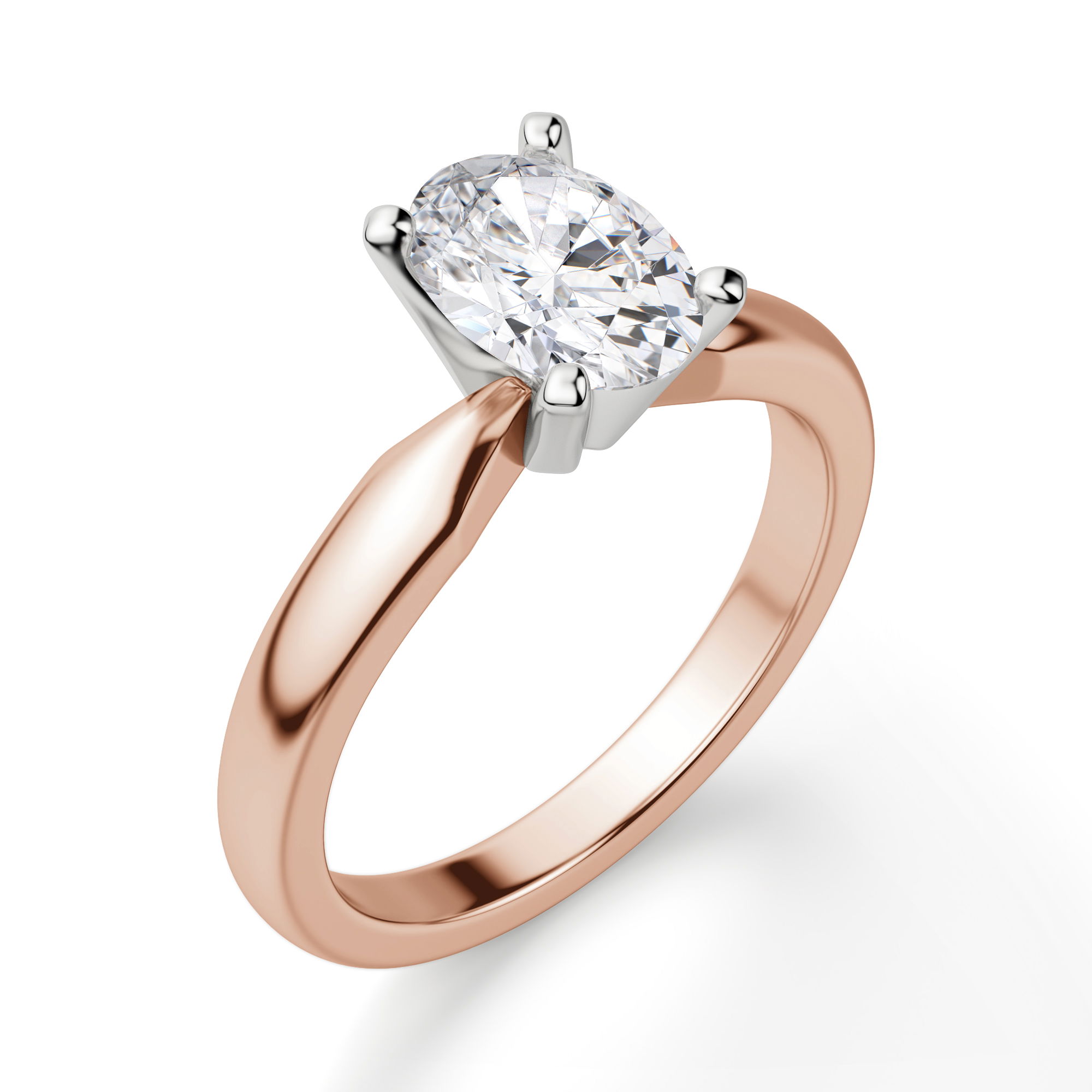 Tapered Classic Solitaire Oval Cut Engagement Ring