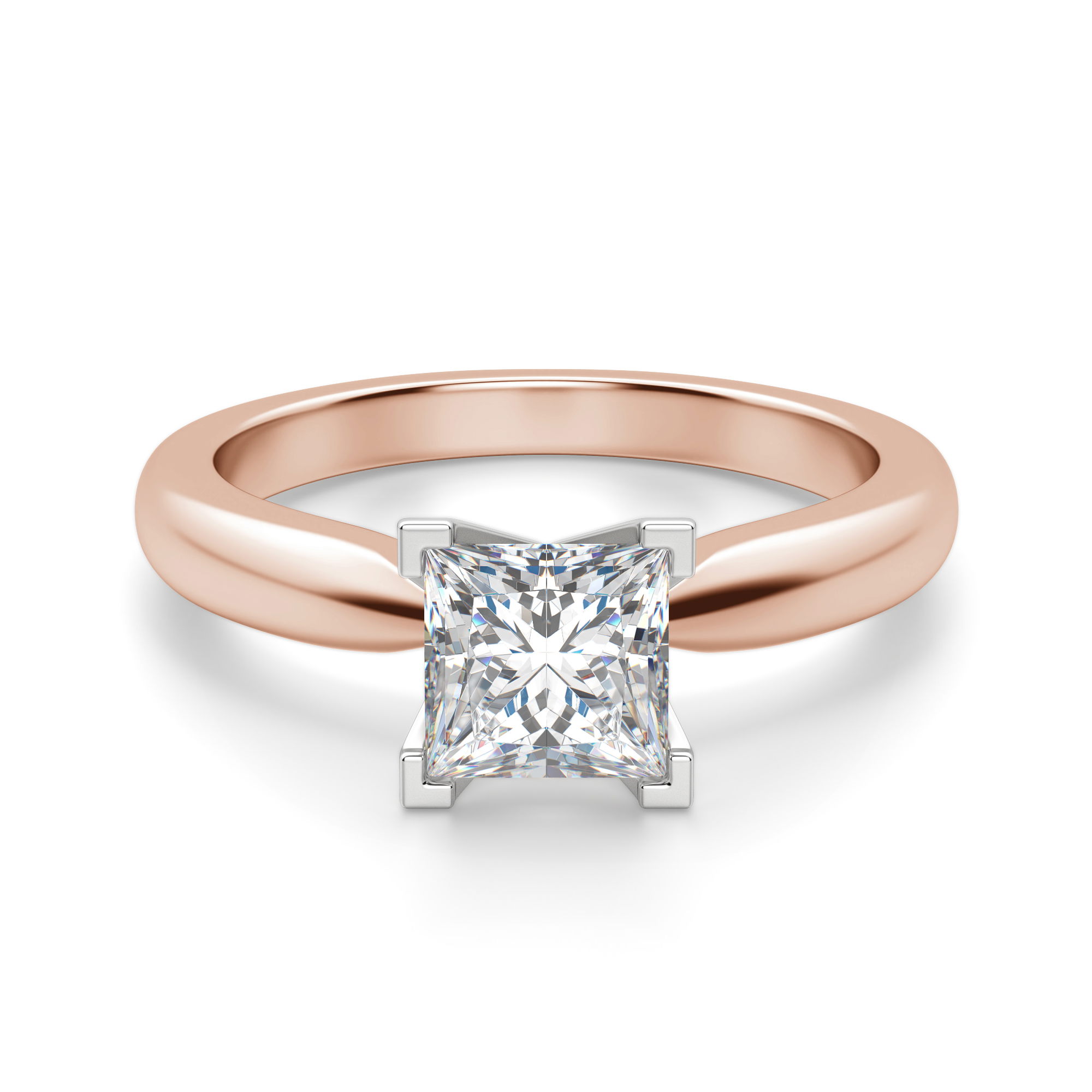 Tapered Classic Solitaire Princess Cut Engagement Ring