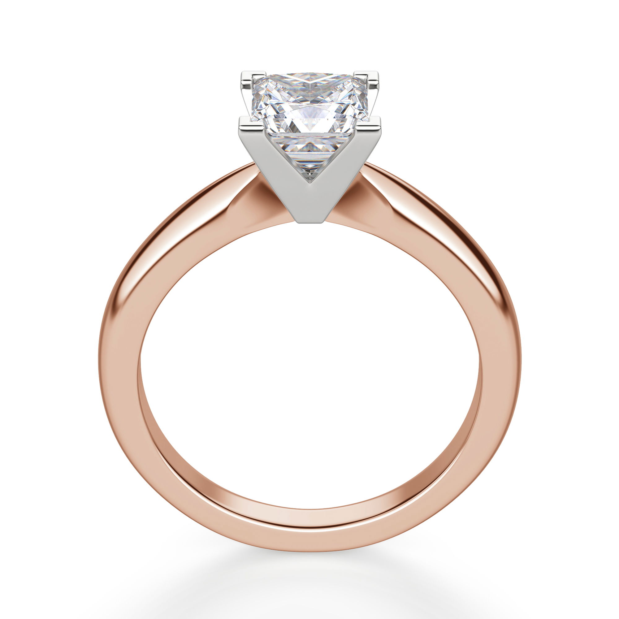 Tapered Classic Solitaire Princess Cut Engagement Ring