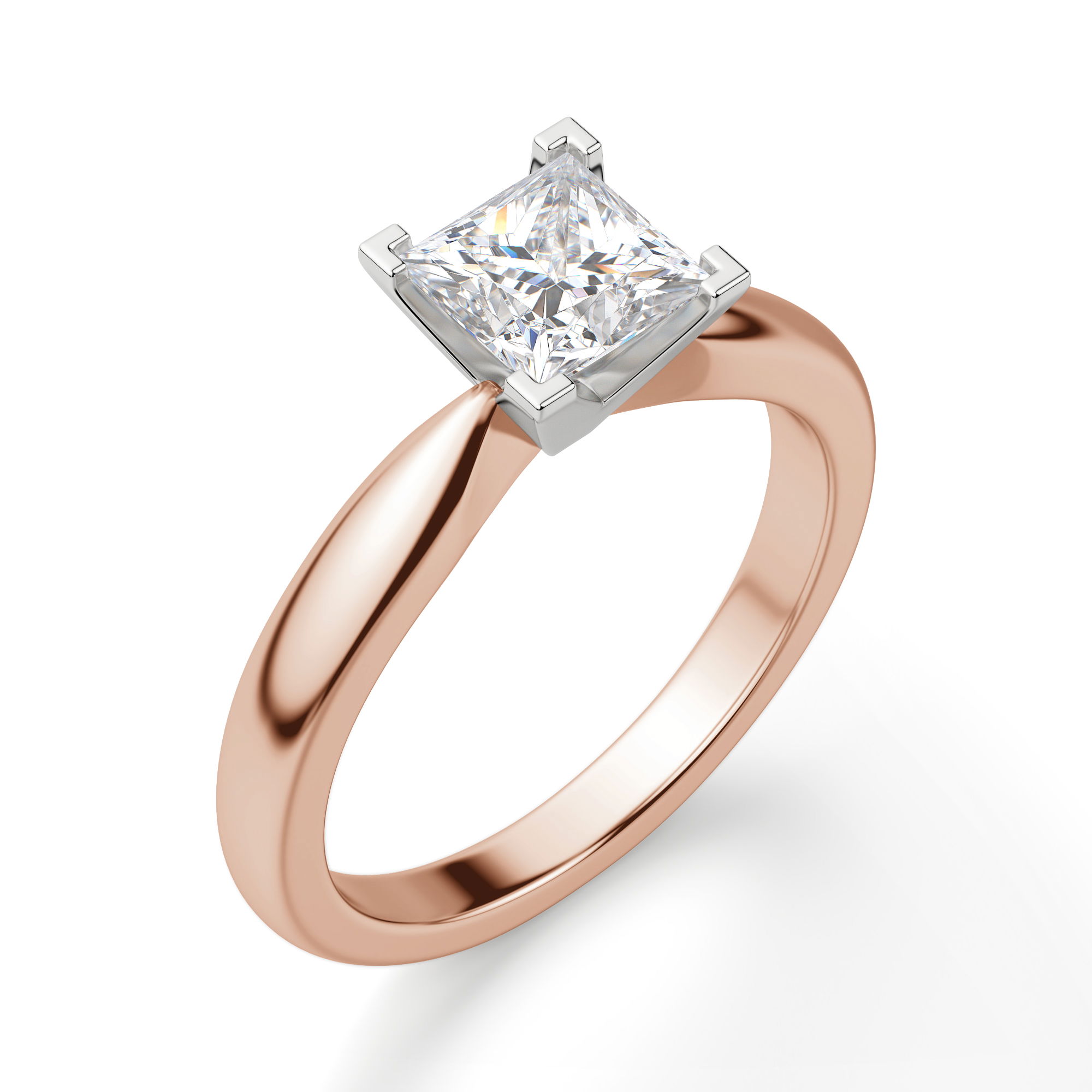 Tapered Classic Solitaire Princess Cut Engagement Ring