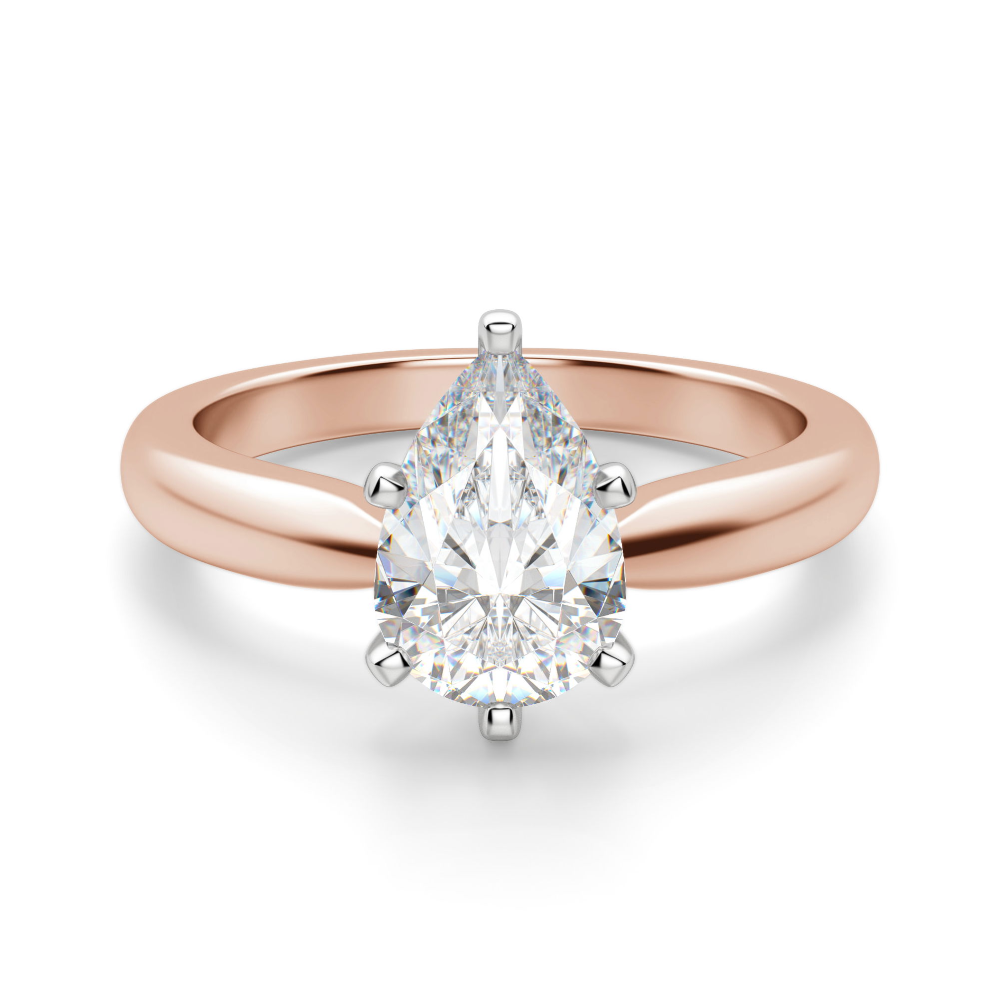 Tapered Classic Solitaire Pear Cut Engagement Ring