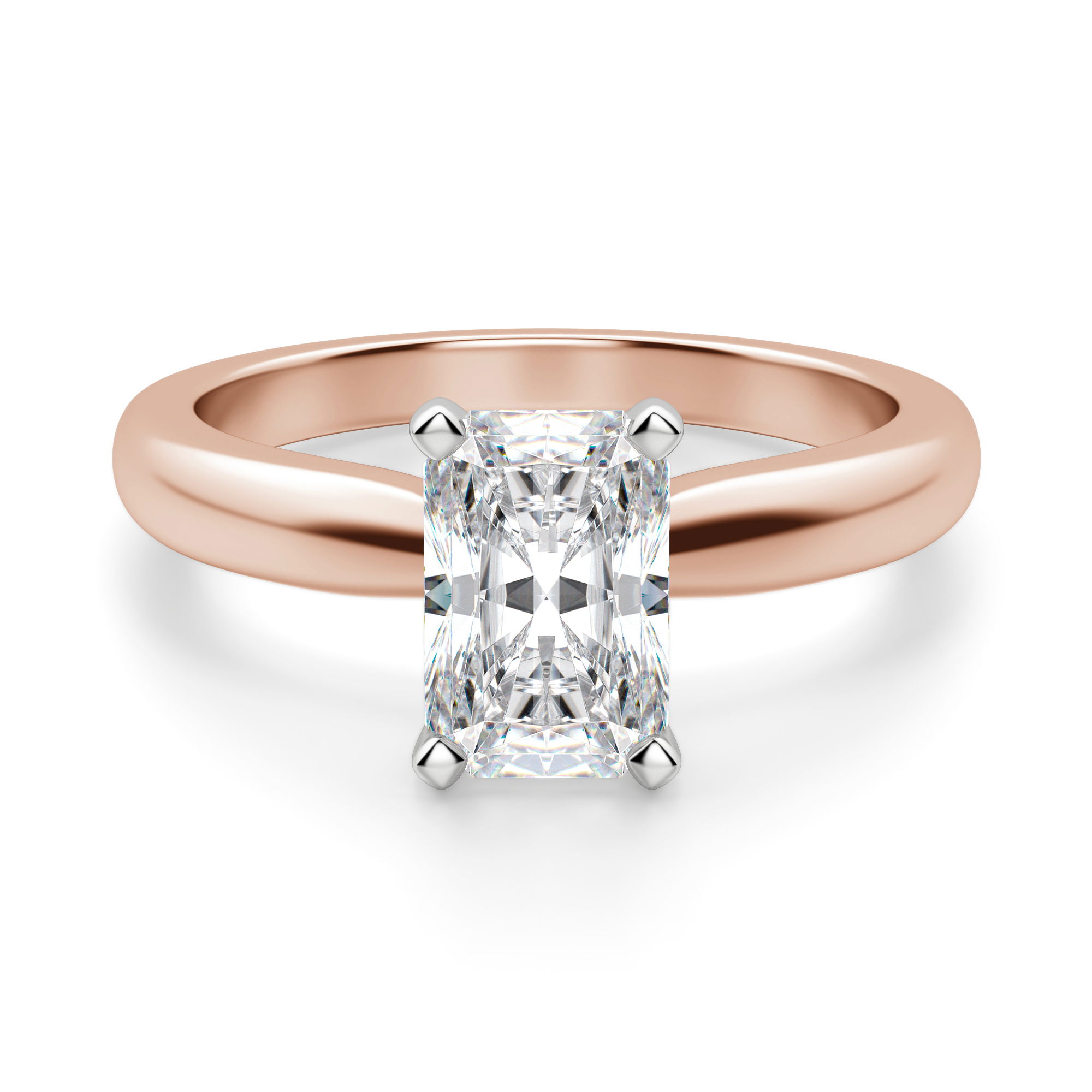 Tapered Classic Solitaire Radiant Cut Engagement Ring