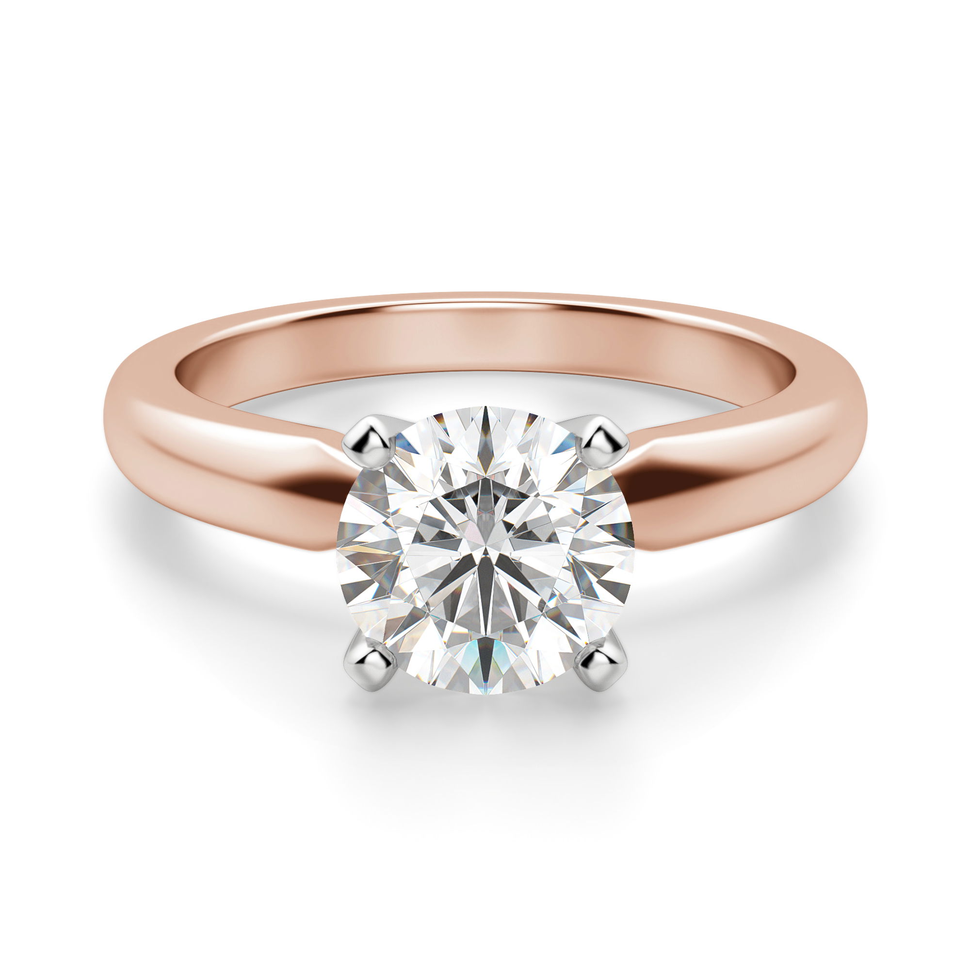 Tapered Classic Solitaire Round Cut Engagement Ring