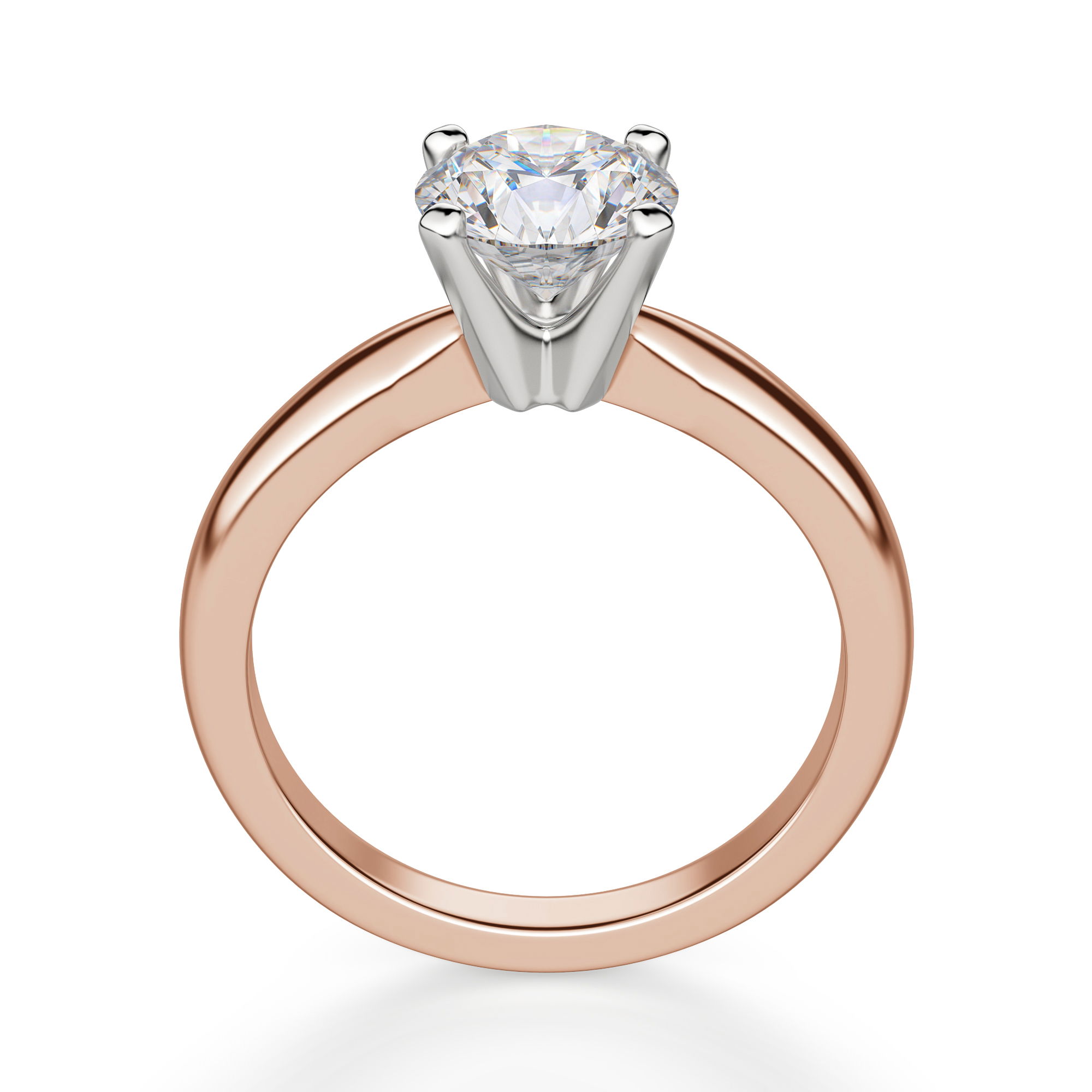 Tapered Classic Solitaire Round Cut Engagement Ring