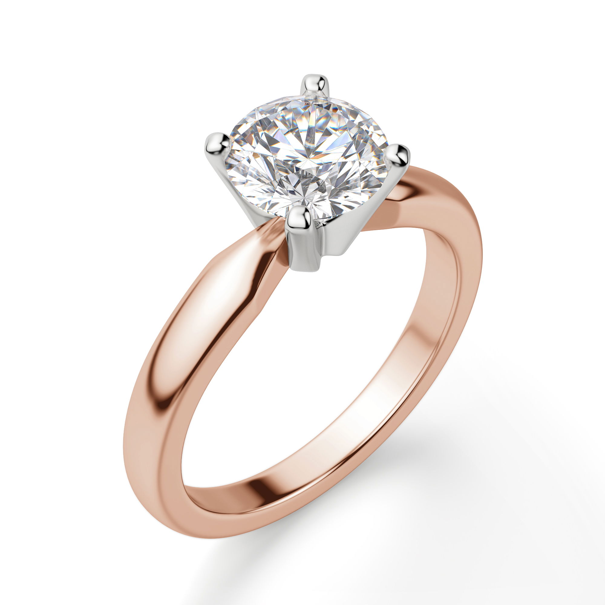 Tapered Classic Solitaire Round Cut Engagement Ring
