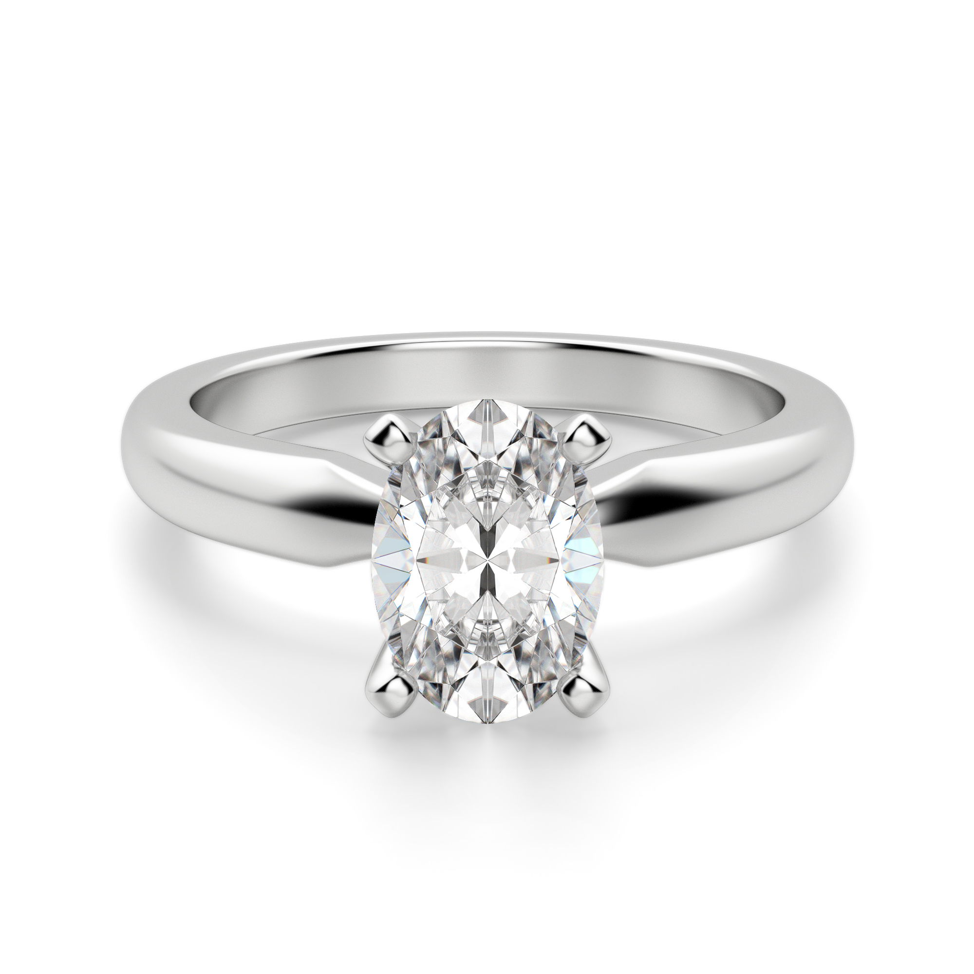 Tapered Classic Solitaire Oval Cut Engagement Ring