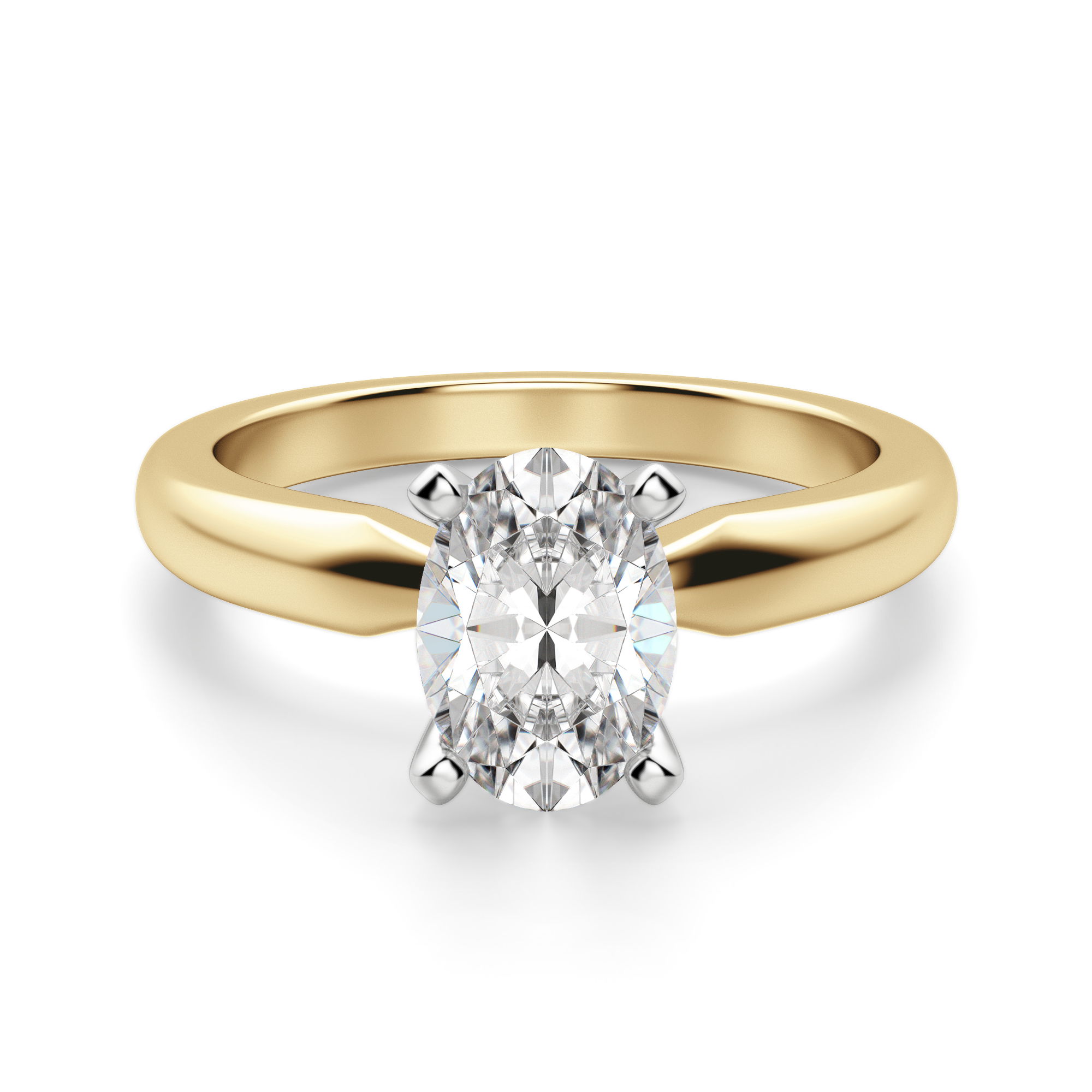 Tapered Classic Solitaire Oval Cut Engagement Ring