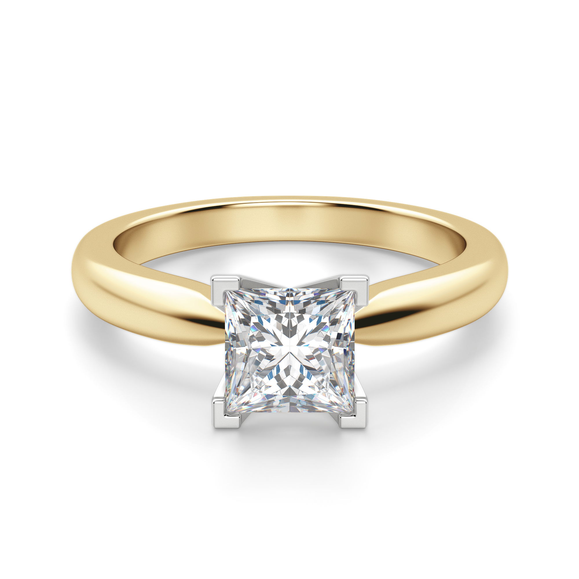 Tapered Classic Solitaire Princess Cut Engagement Ring
