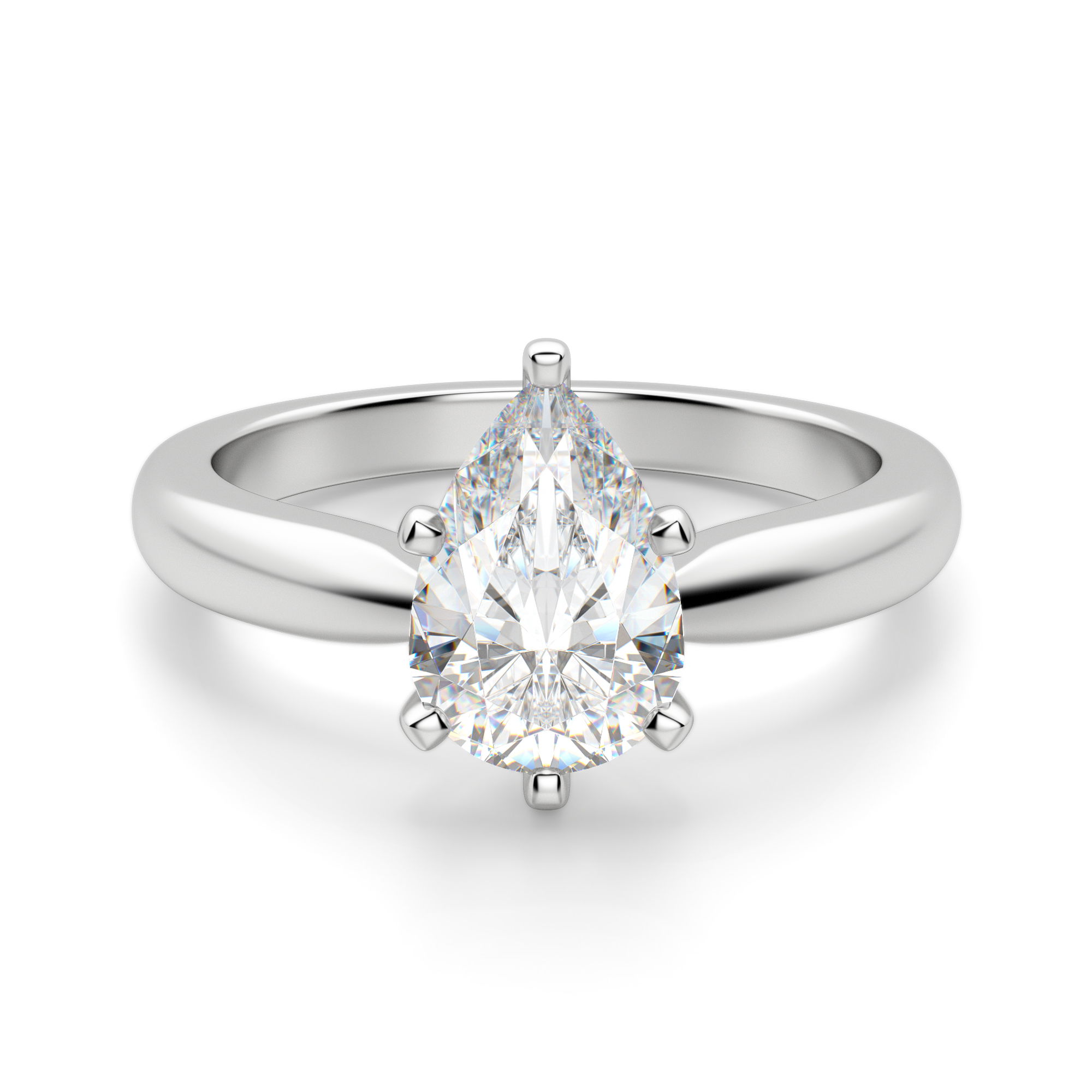 Tapered Classic Solitaire Pear Cut Engagement Ring