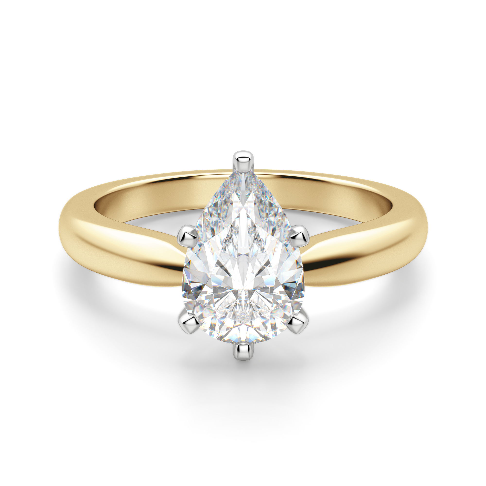 Tapered Classic Solitaire Pear Cut Engagement Ring