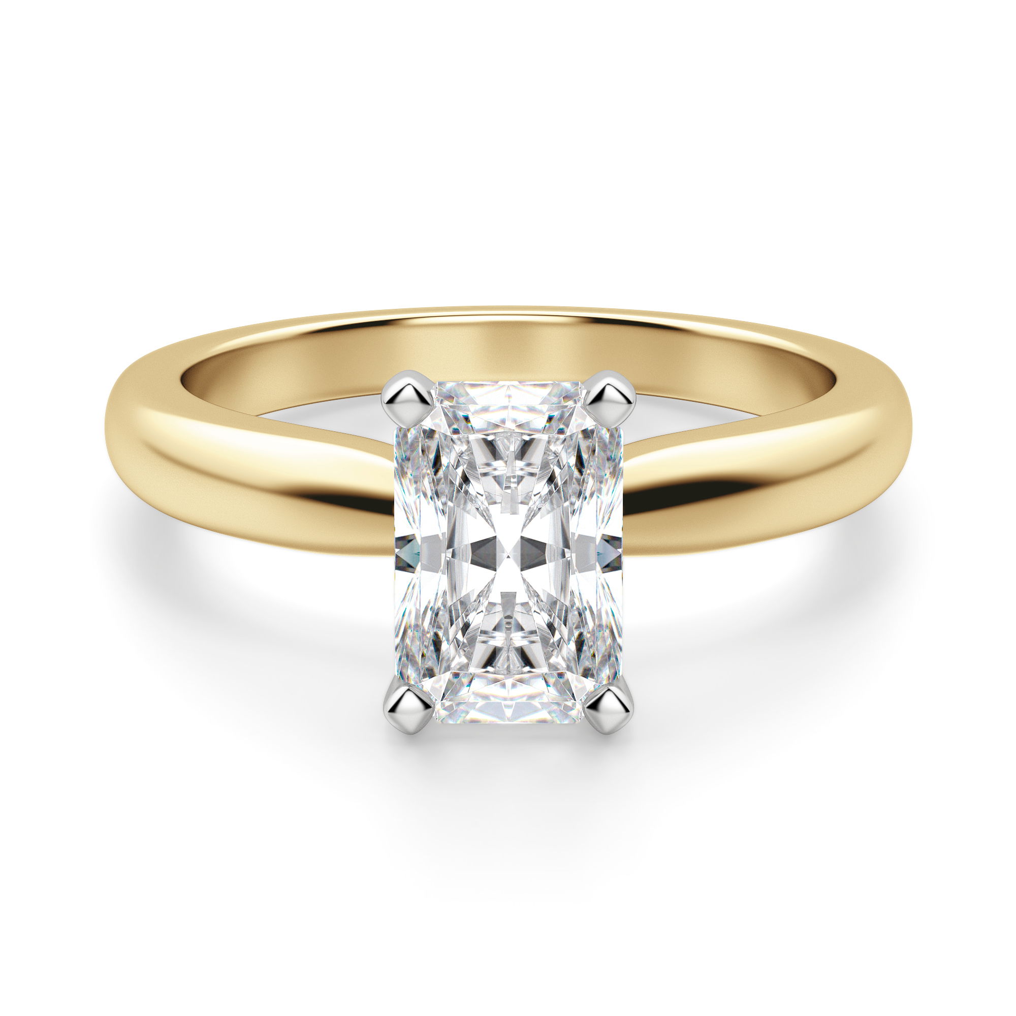 Tapered Classic Solitaire Radiant Cut Engagement Ring