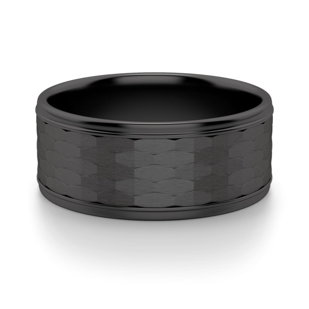 Obsidian Hammered Wedding Band