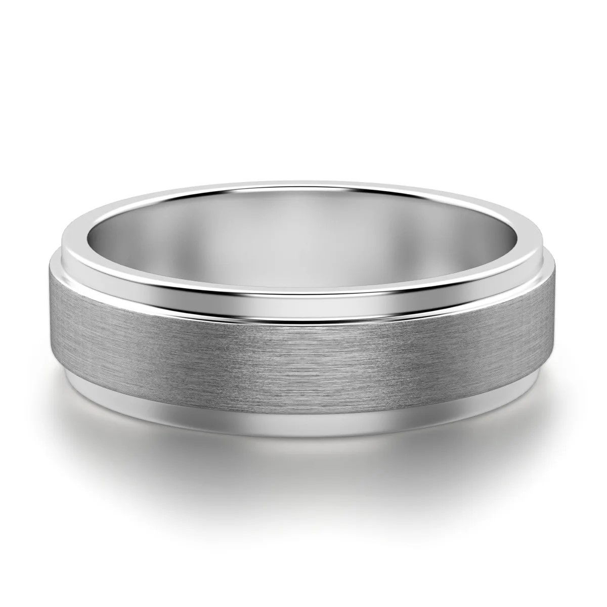 Grey Step Satin Wedding Band