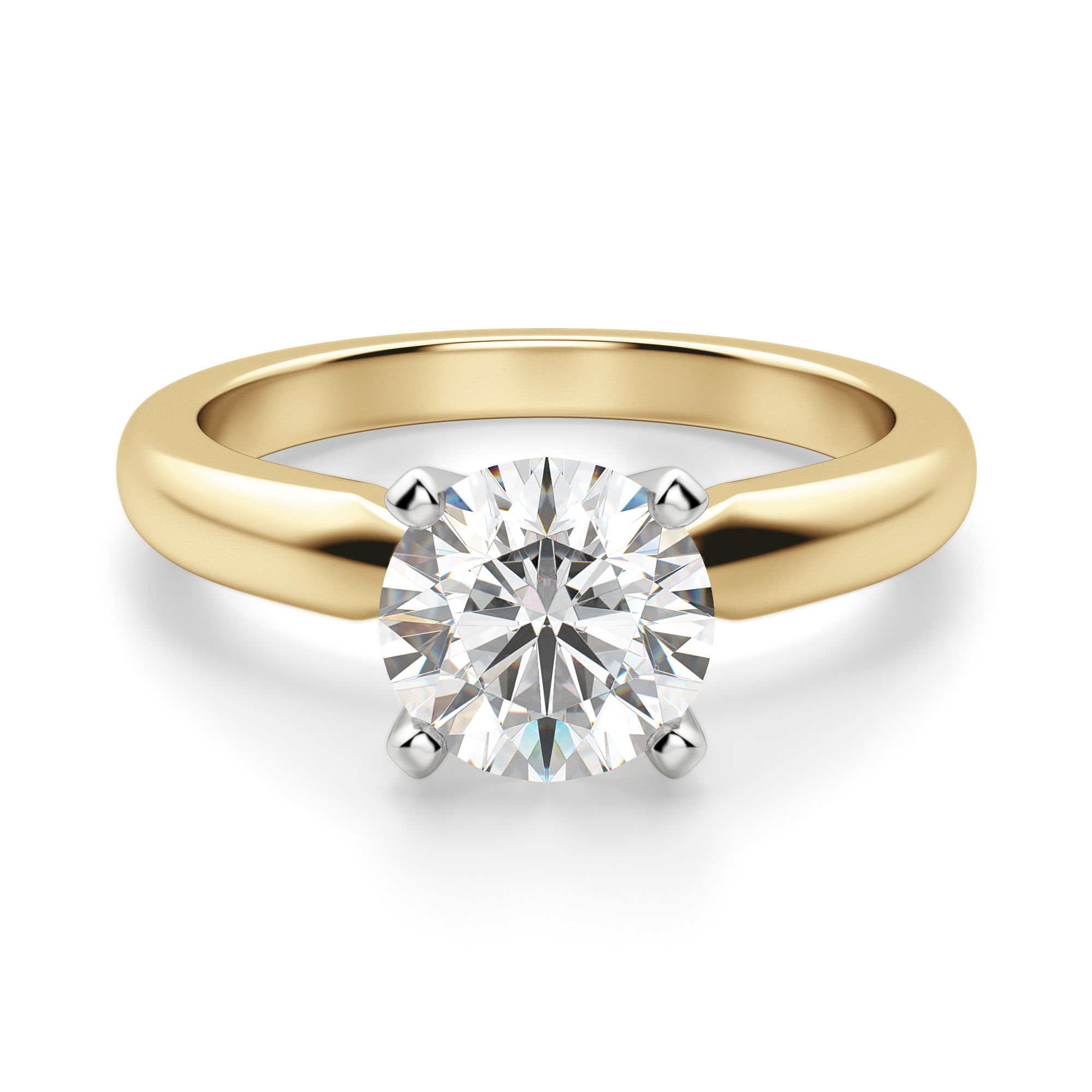 Tapered Classic Solitaire Round Cut Engagement Ring