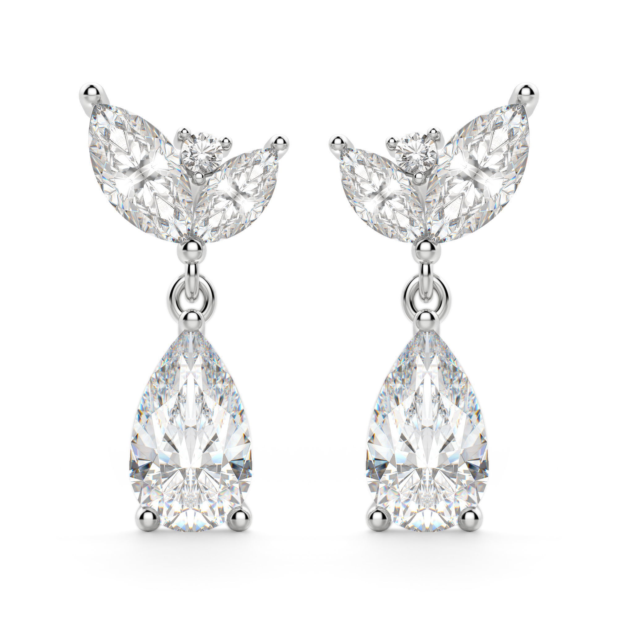 Camellia Pear Cut Drop Earrings