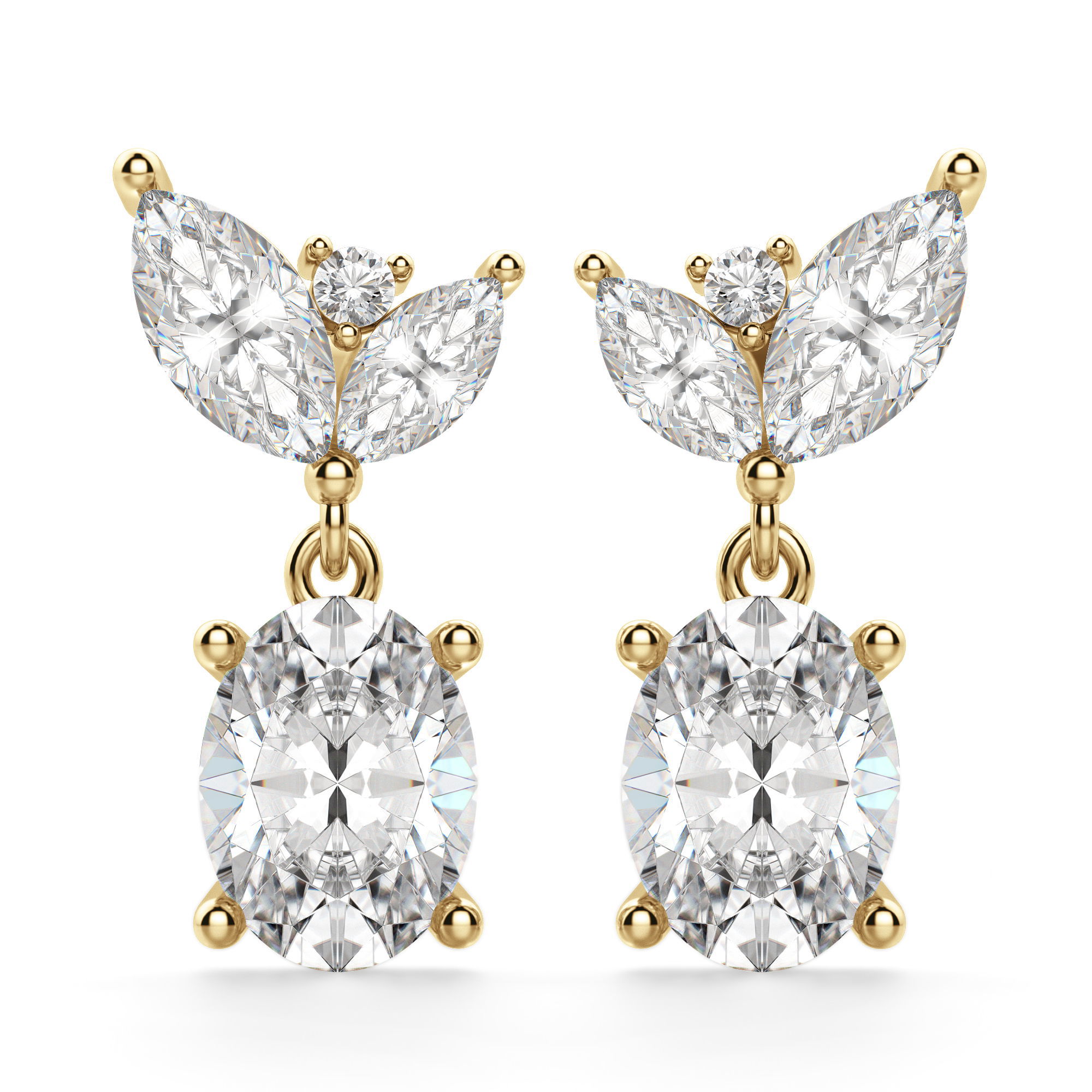Camellia Oval Cut Drop Earrings