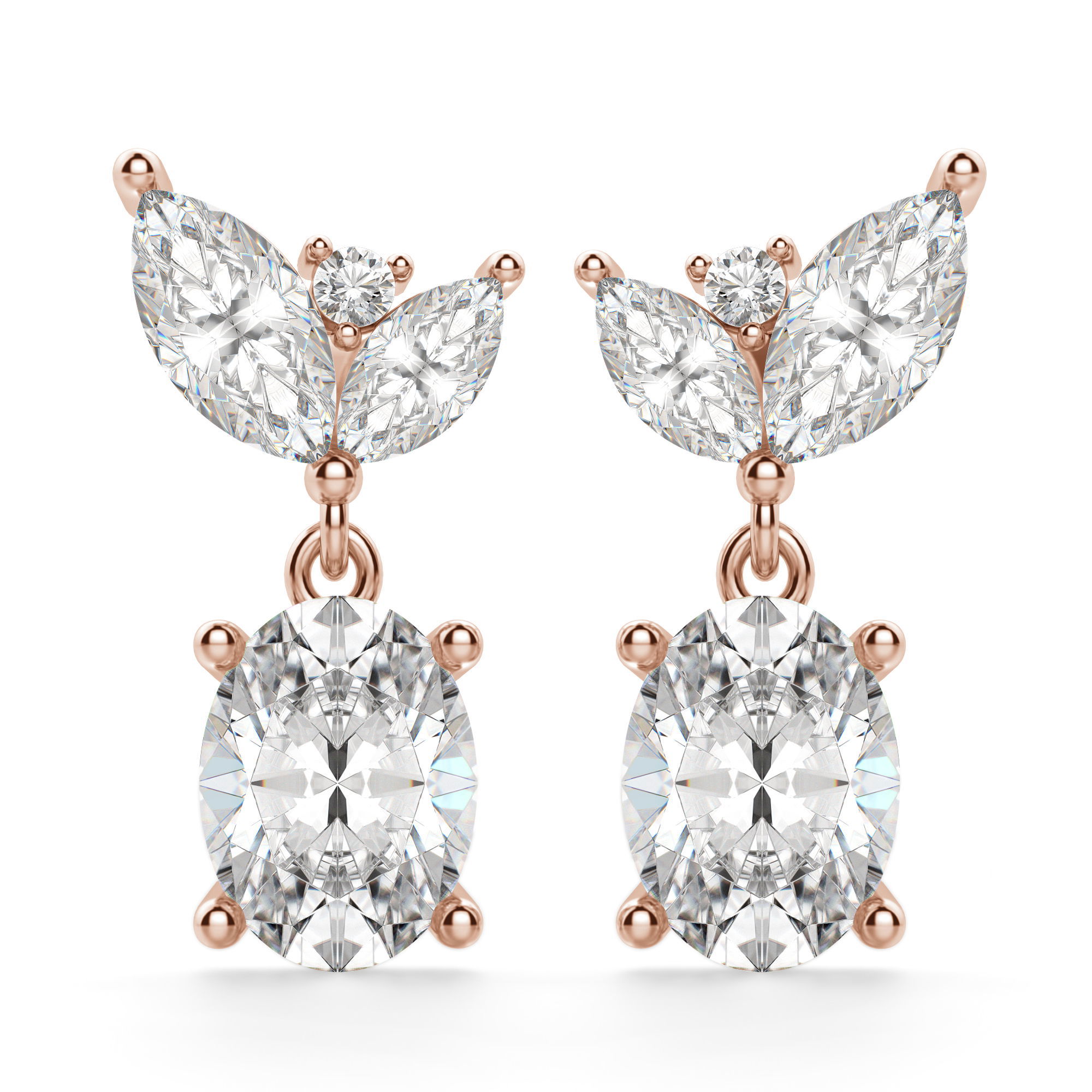 Camellia Oval Cut Drop Earrings