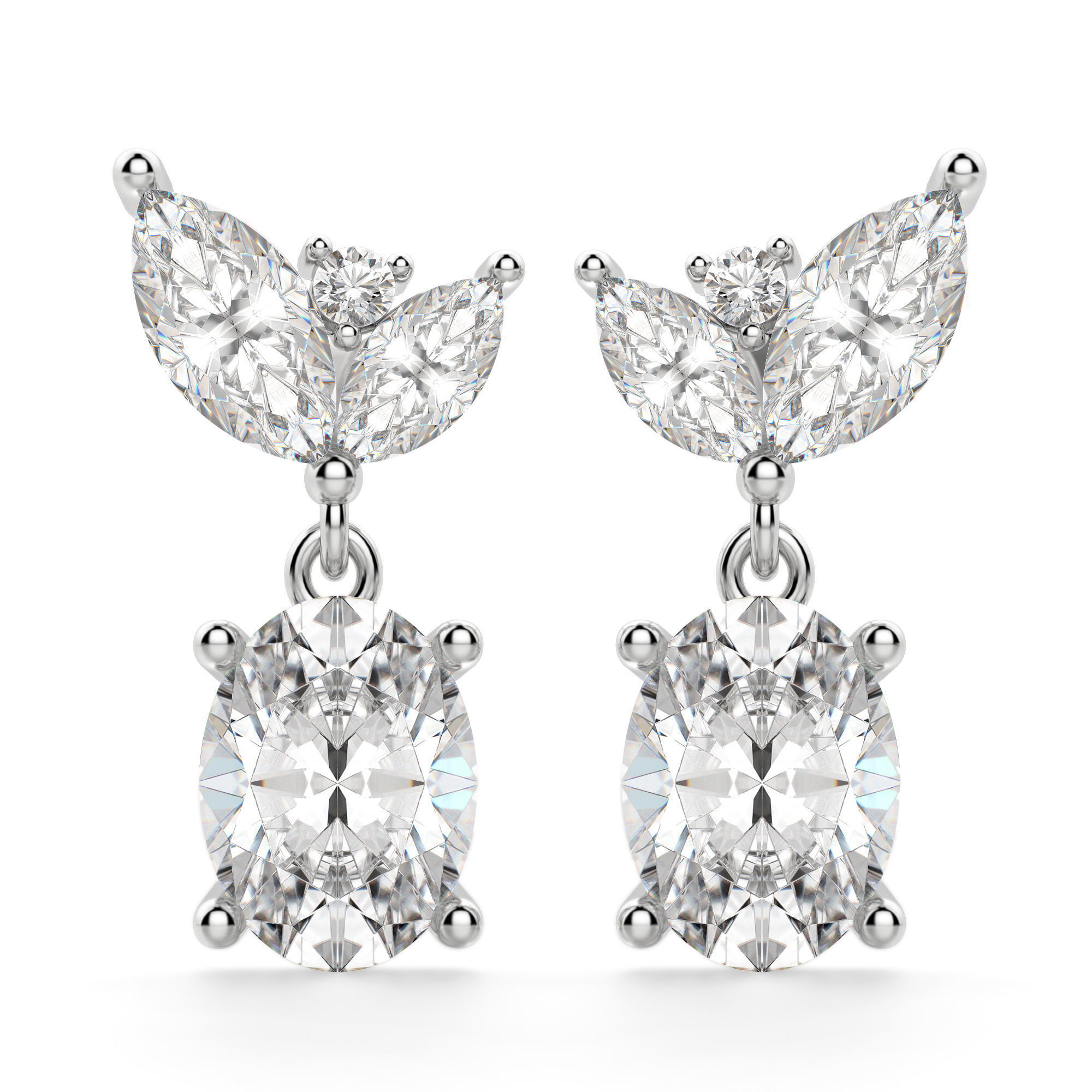 Camellia Oval Cut Drop Earrings