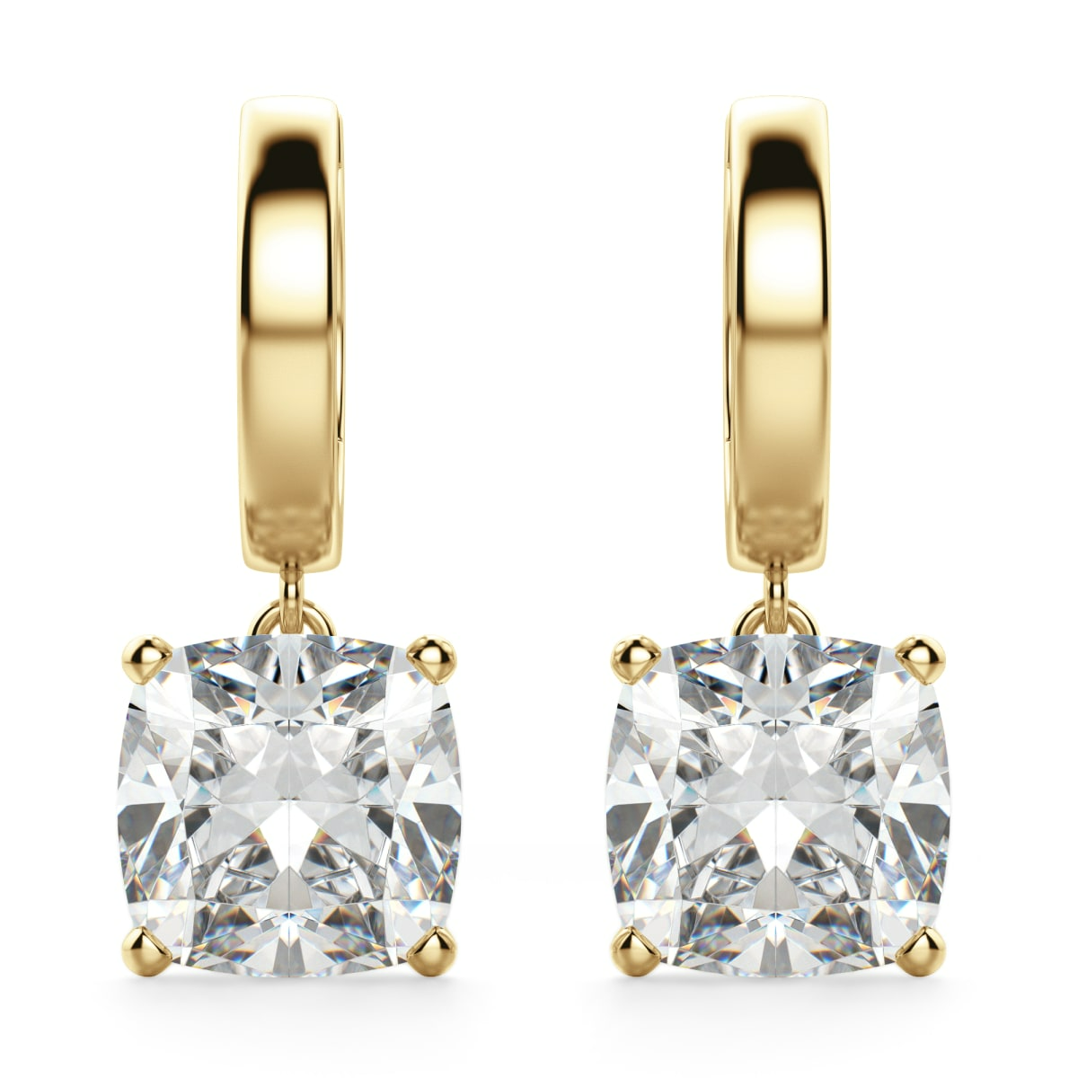 Cushion Cut Solitaire Drop Earrings