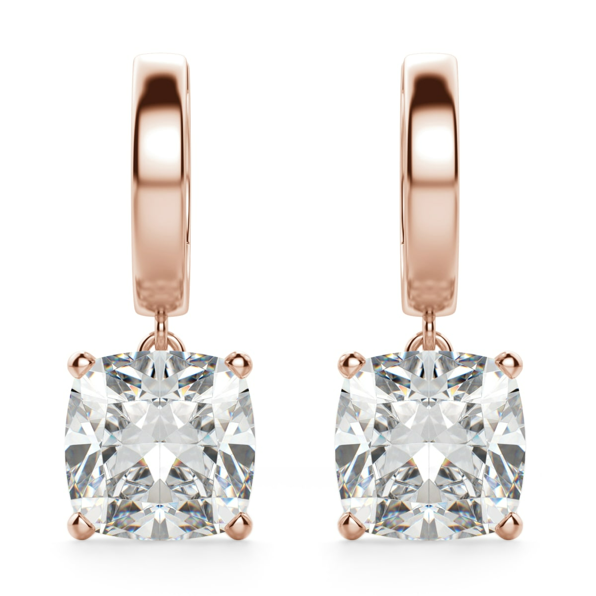 Cushion Cut Solitaire Drop Earrings