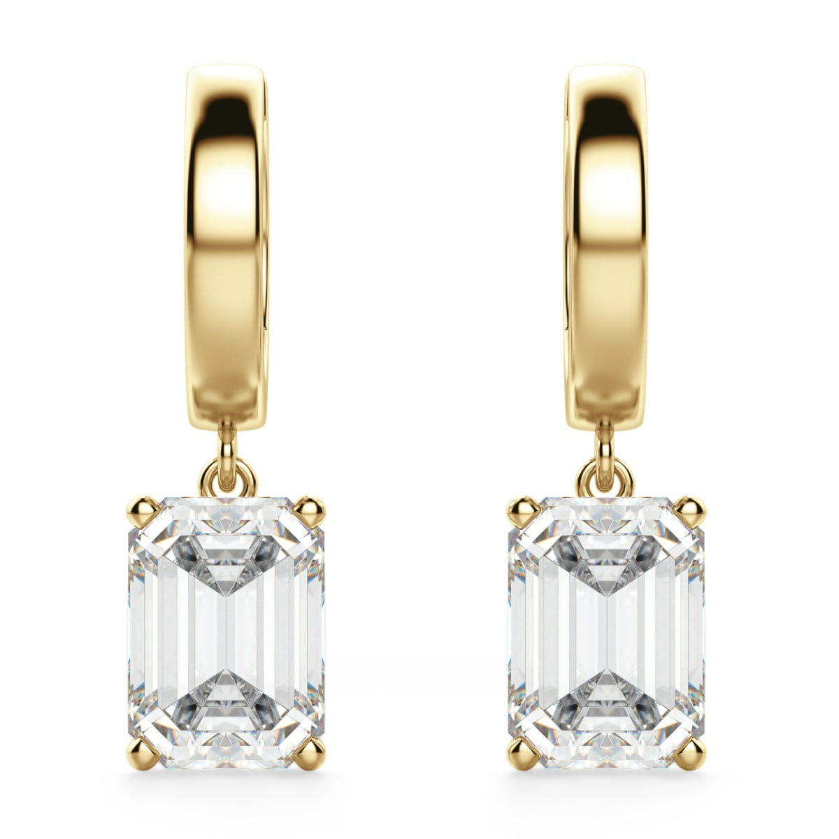 Emerald Cut Solitaire Drop Earrings