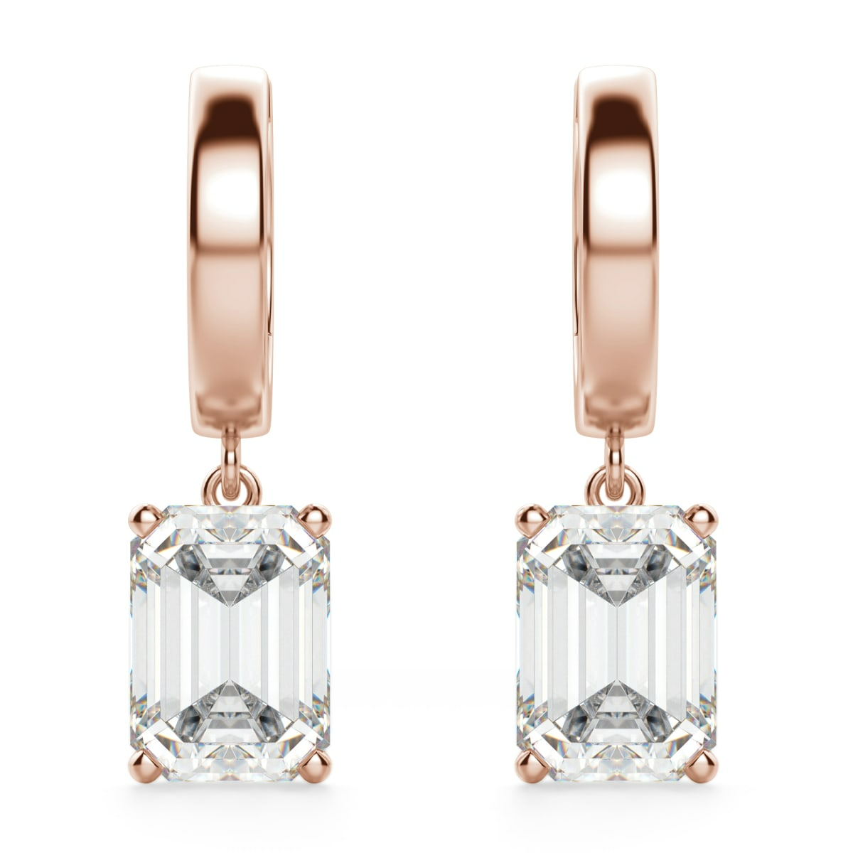 Emerald Cut Solitaire Drop Earrings