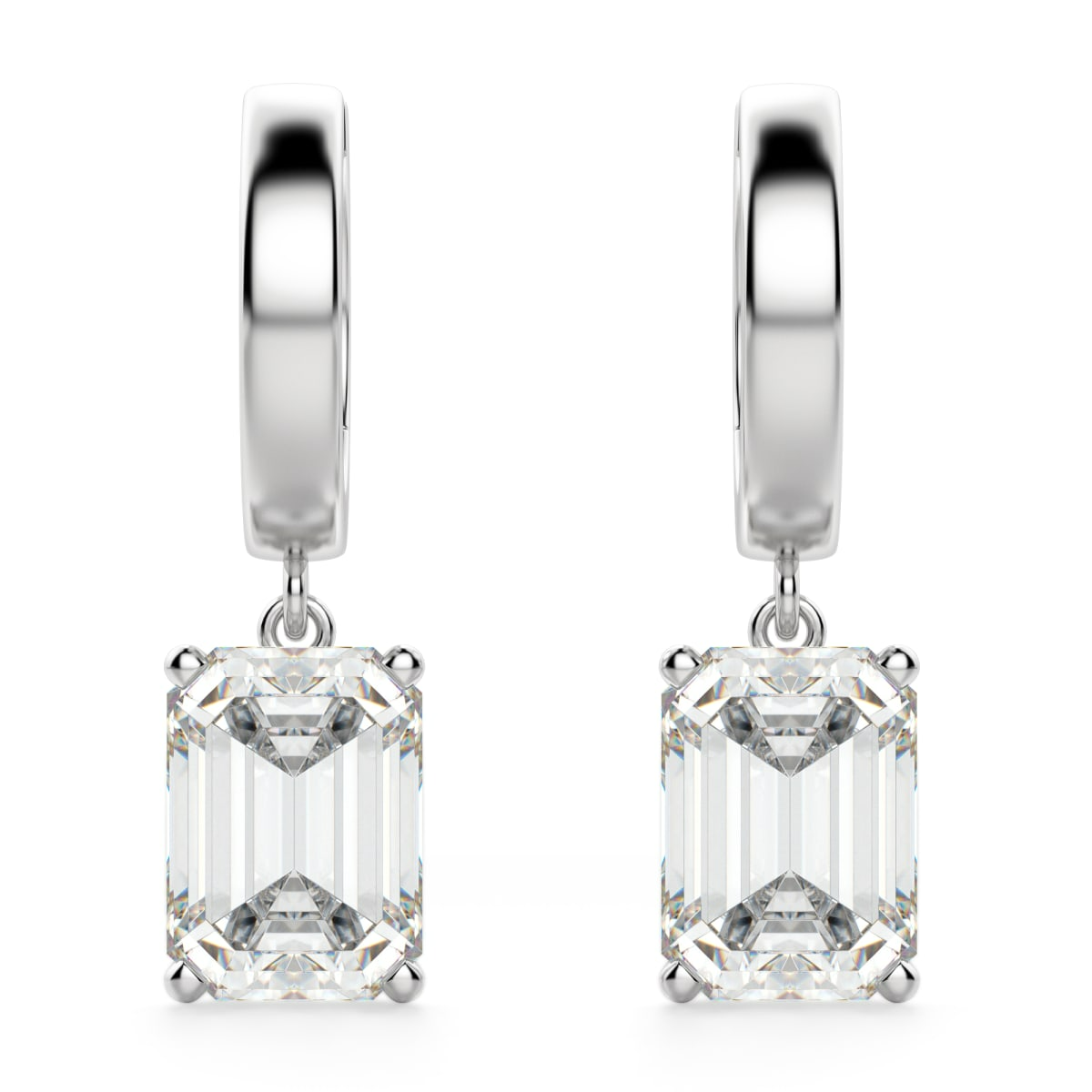 Emerald Cut Solitaire Drop Earrings