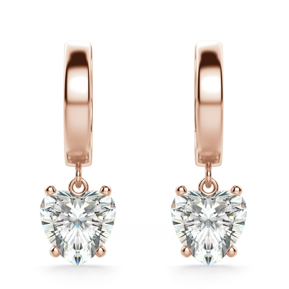 Heart Cut Solitaire Drop Earrings