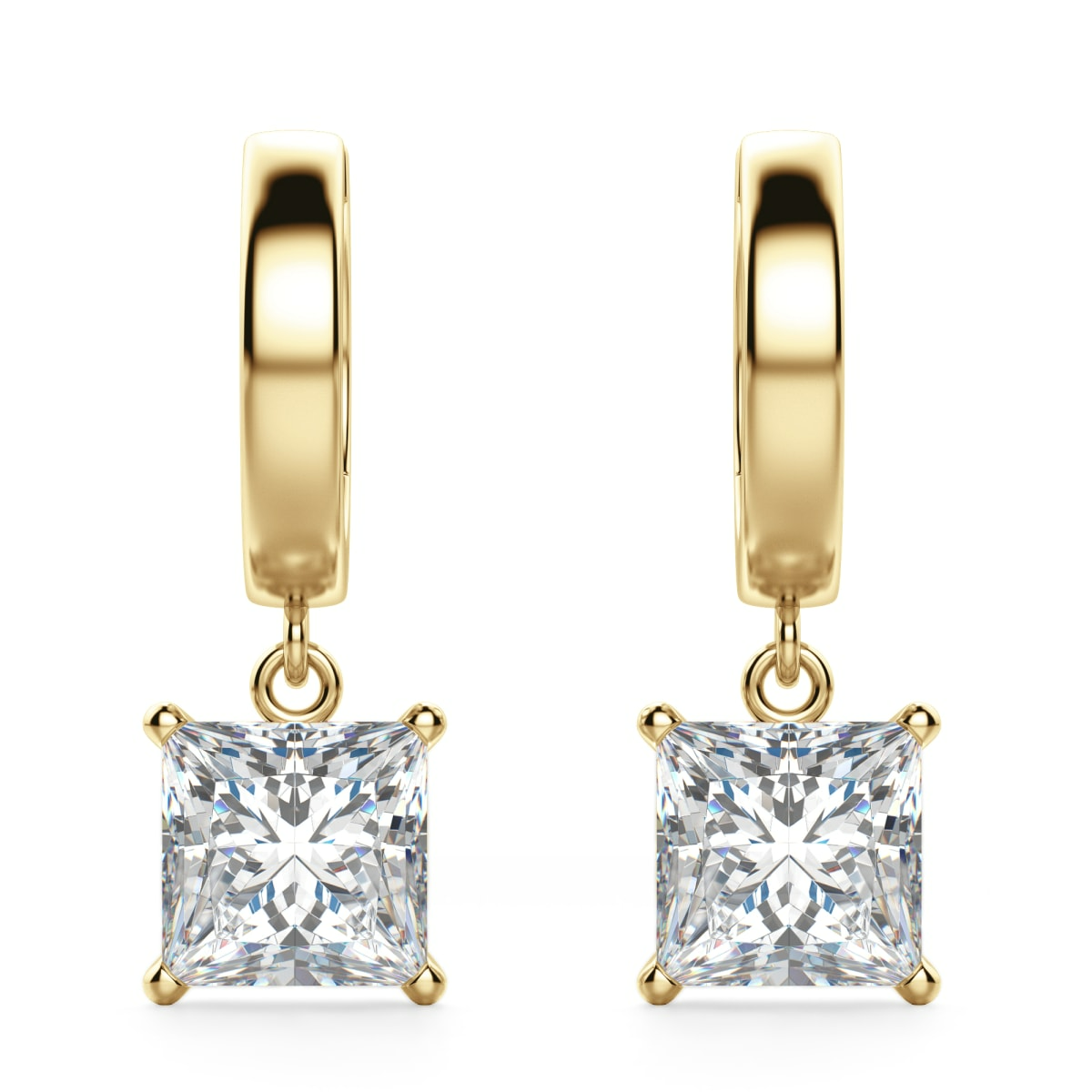 Princess Cut Solitaire Drop Earrings