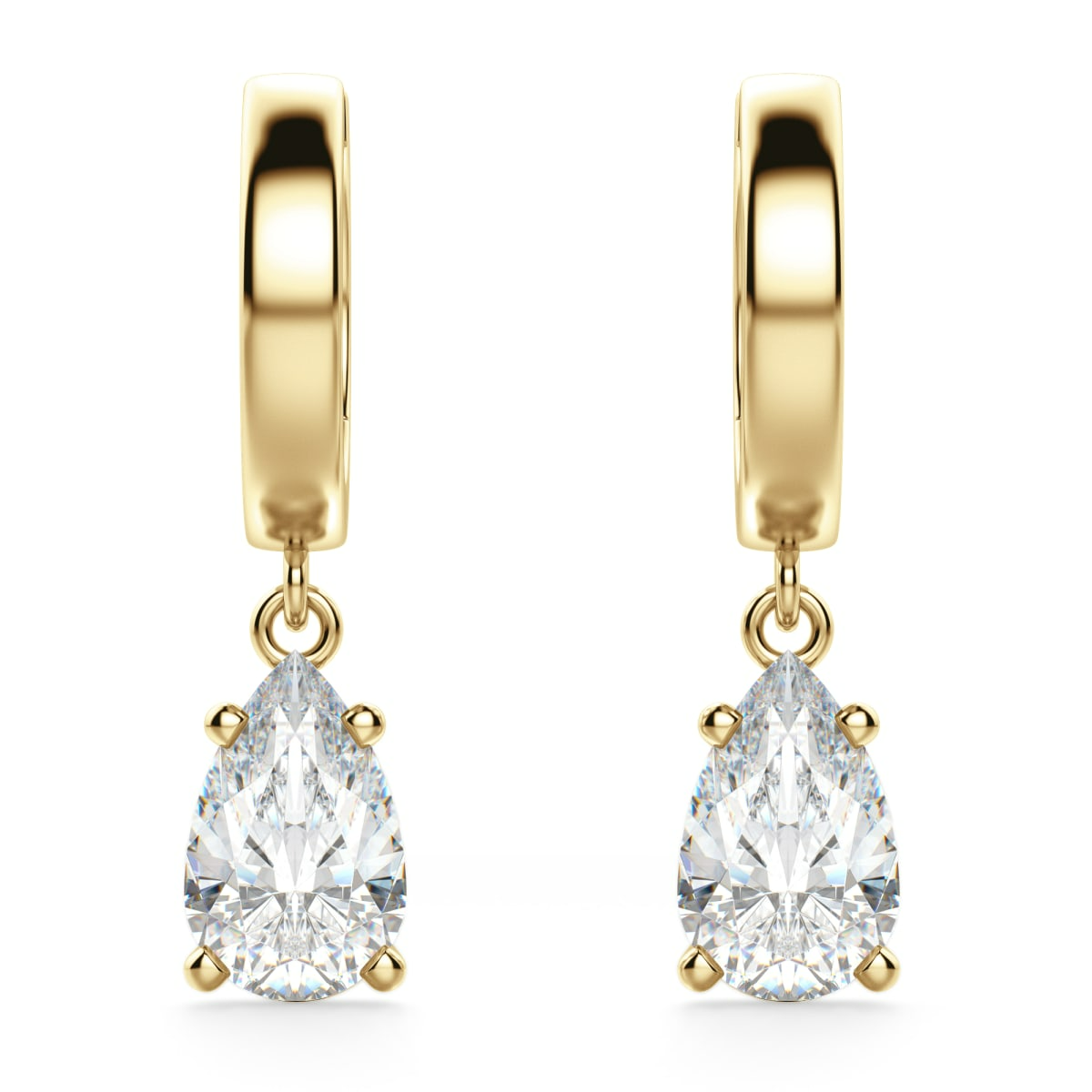 Pear Cut Solitaire Drop Earrings