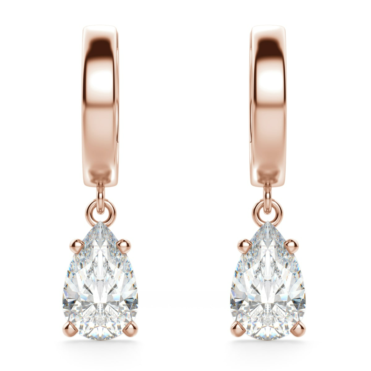 Pear Cut Solitaire Drop Earrings