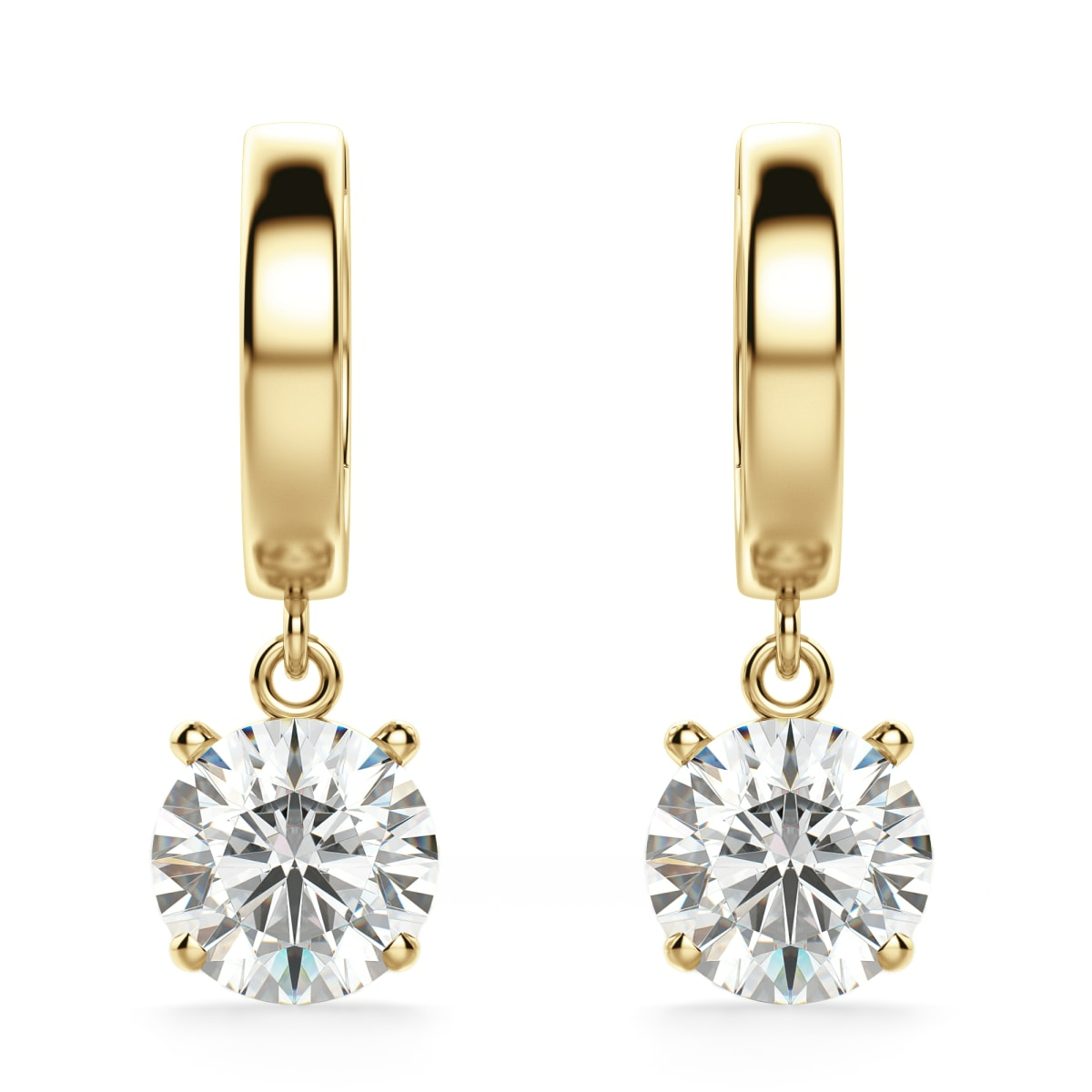 Round Cut Solitaire Drop Earrings
