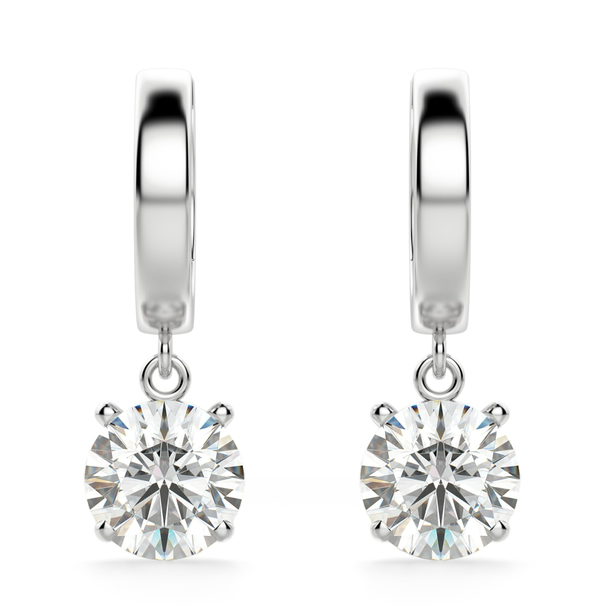 Round Cut Solitaire Drop Earrings