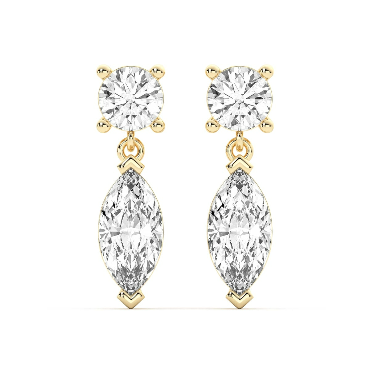 Leto Round Marquise Cut Drop Earrings