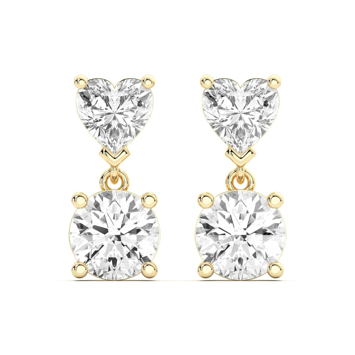 Leto Heart Round Cut Drop Earrings