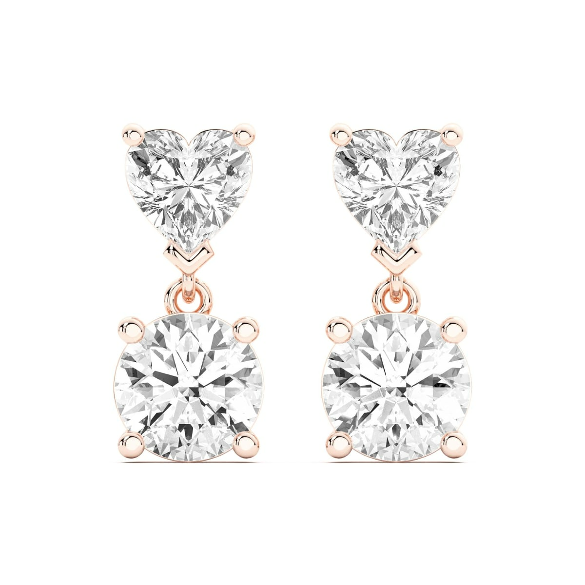 Leto Heart Round Cut Drop Earrings