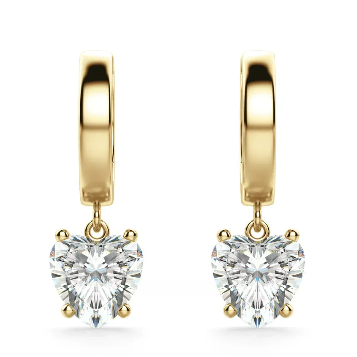 Heart Cut Solitaire Drop Earrings