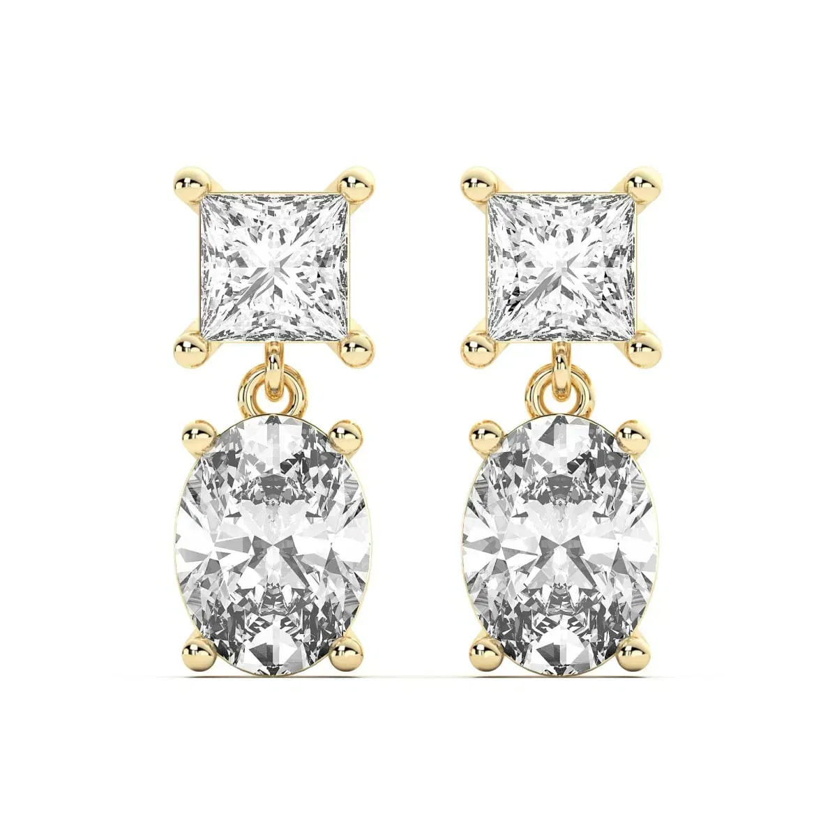 Leto Princess Oval Cut Drop Earrings