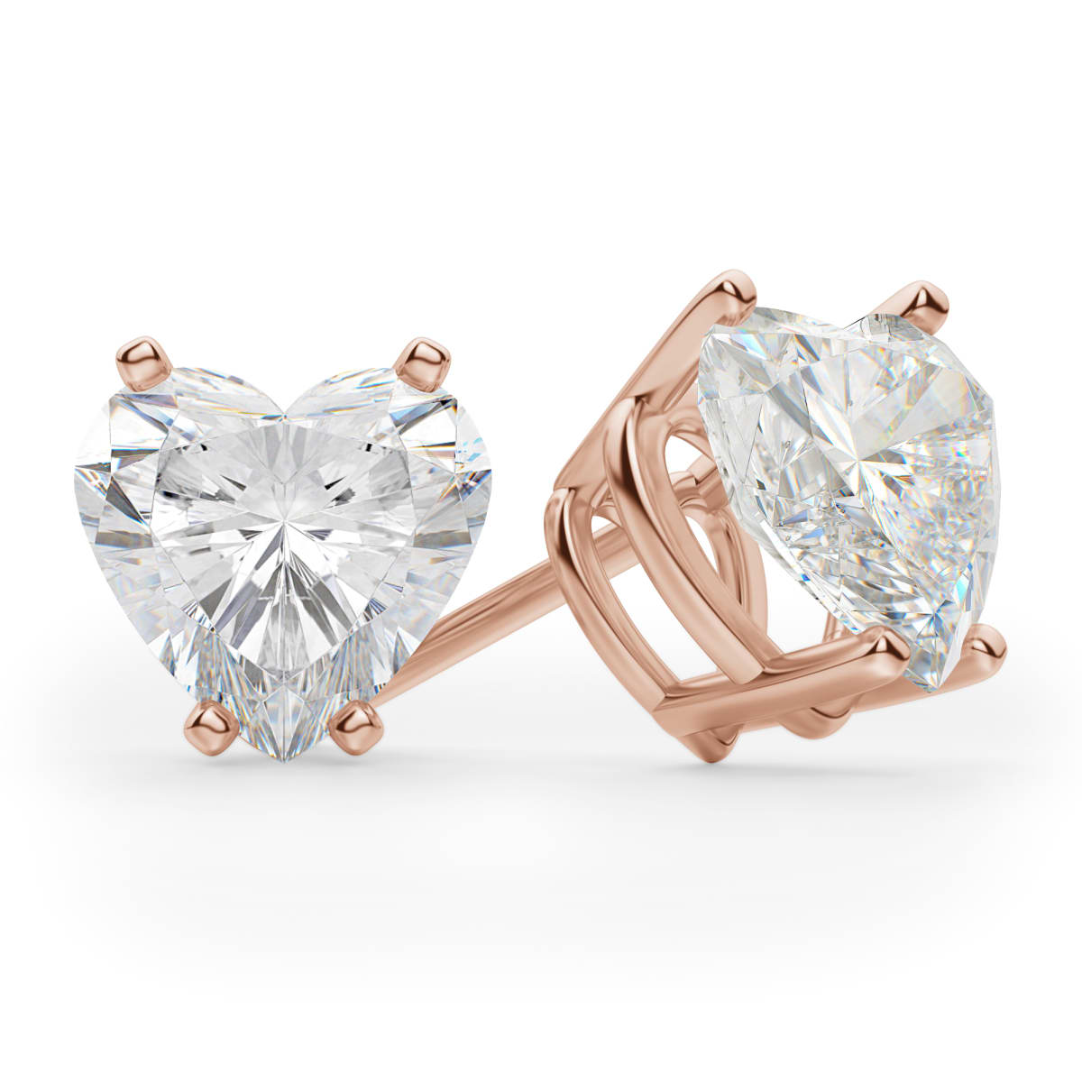 Heart Cut Stud Earrings Tension Backs Basket Set